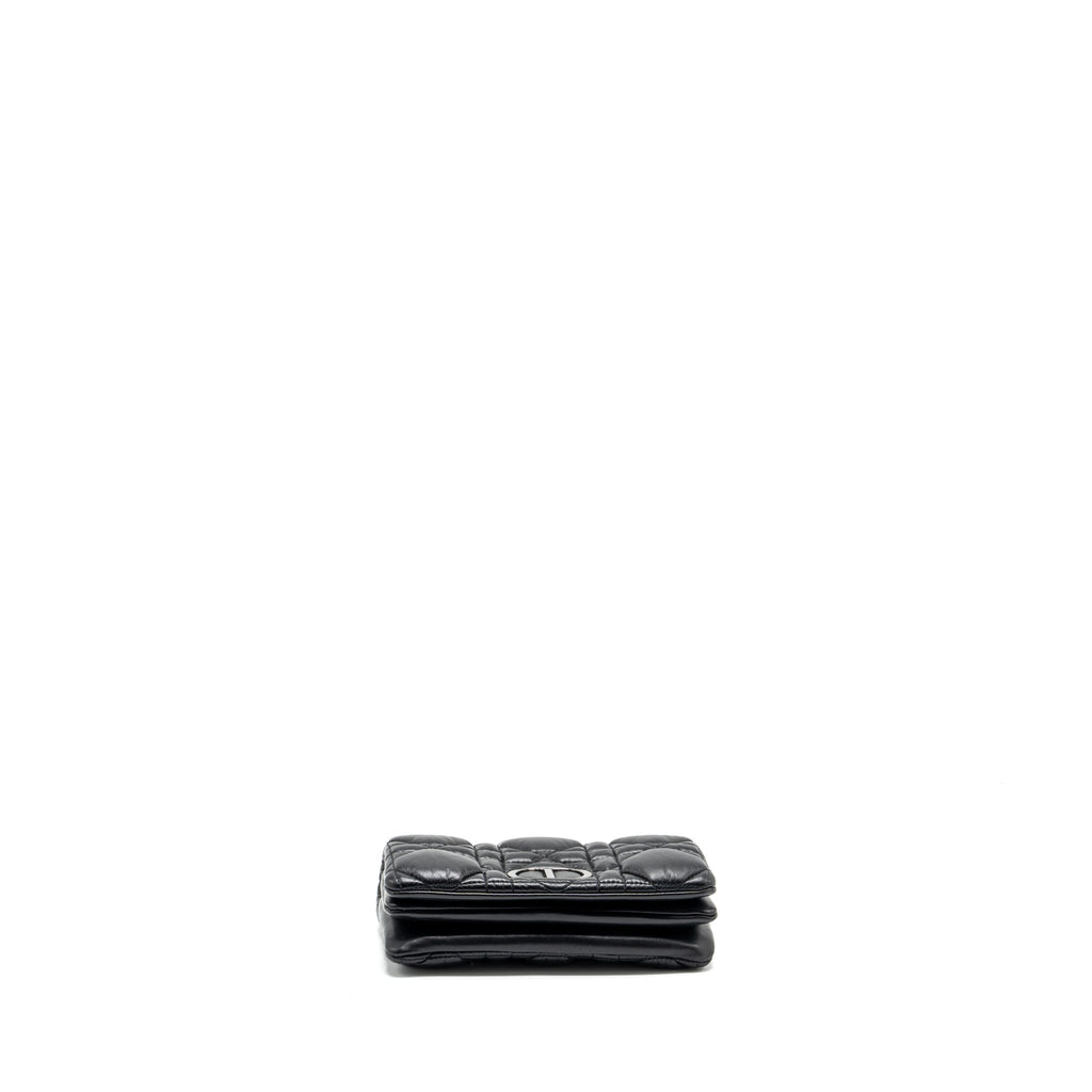 DIOR MINI CARO FLAP BAG CALFSKIN BLACK WITH BLACK HARDWARE