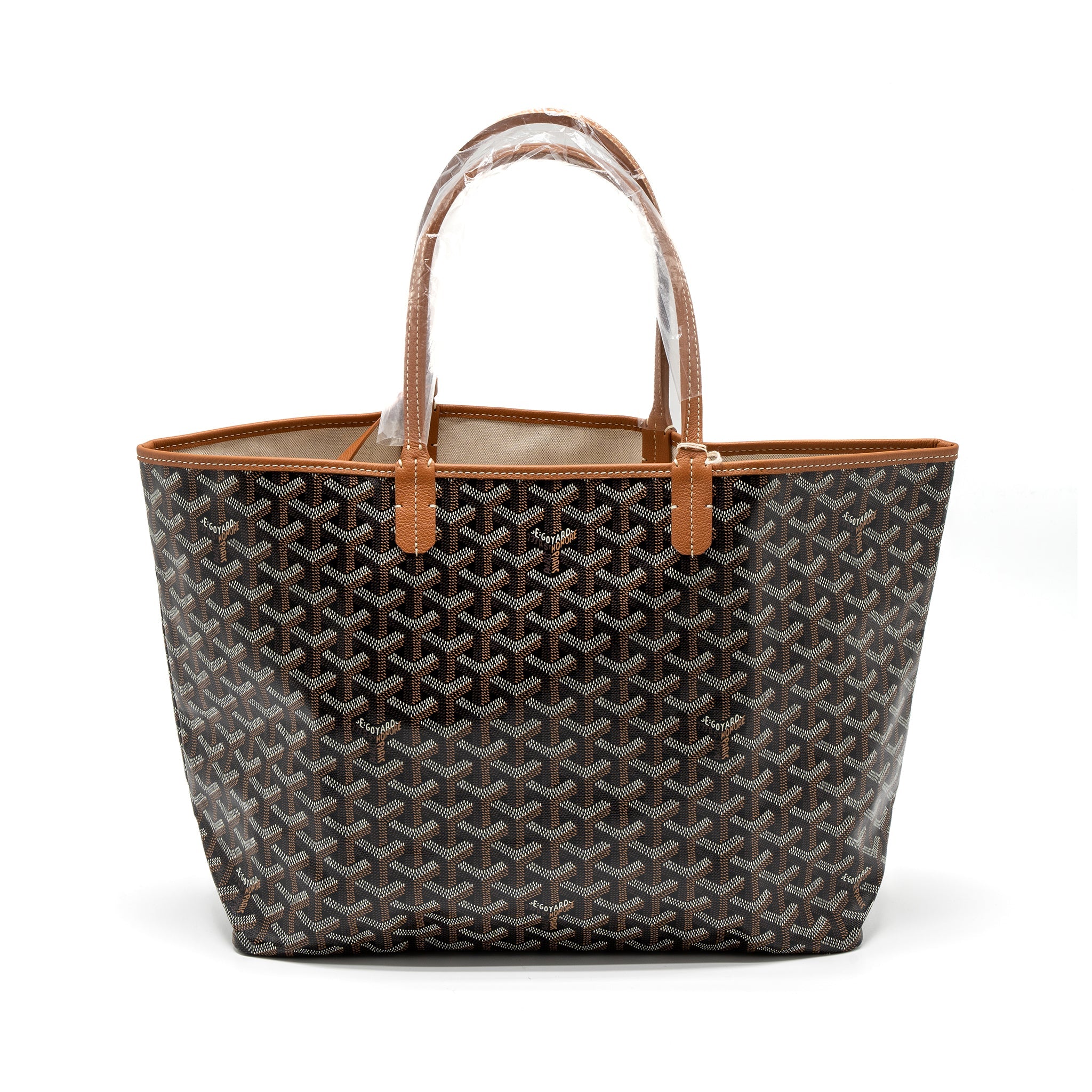 GOYARD SAINT LOUIS PM TOTE BAG GOYARDINE CANVAS BLACK/BROWN SHW