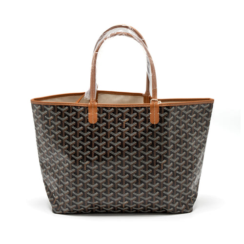 GOYARD SAINT LOUIS PM TOTE BAG GOYARDINE CANVAS BLACK/BROWN SHW