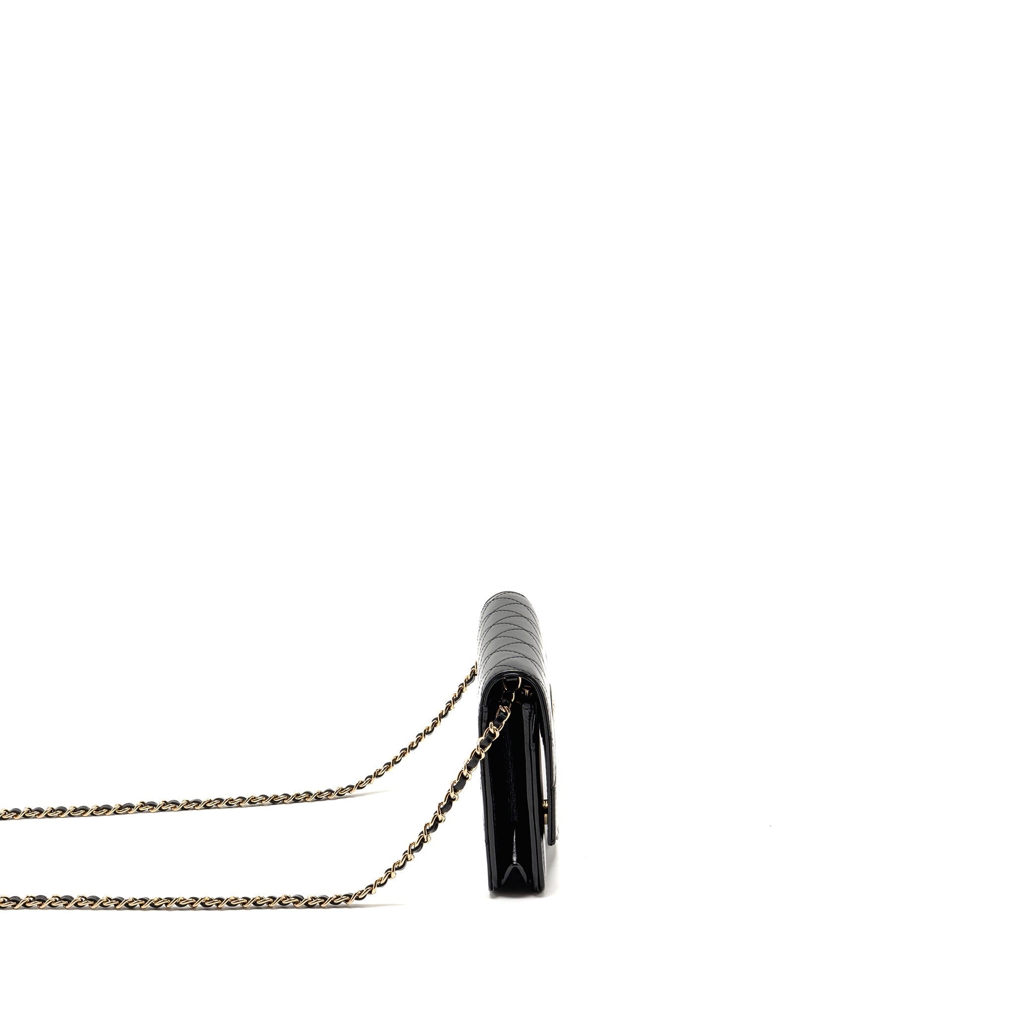 CHANEL 24C 31 WALLET ON CHAIN SHINY CALFSKIN BLACK LGHW (MICROCHIP)