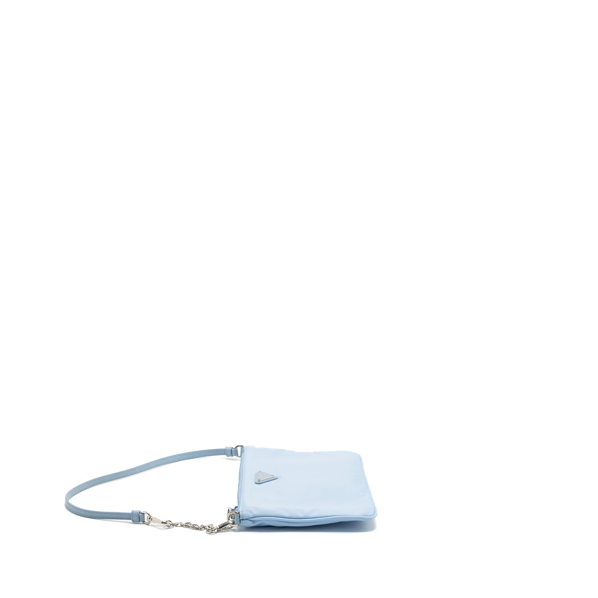 PRADA RE-NYLON ZIP SHOULDER BAG LIGHT BLUE SHW