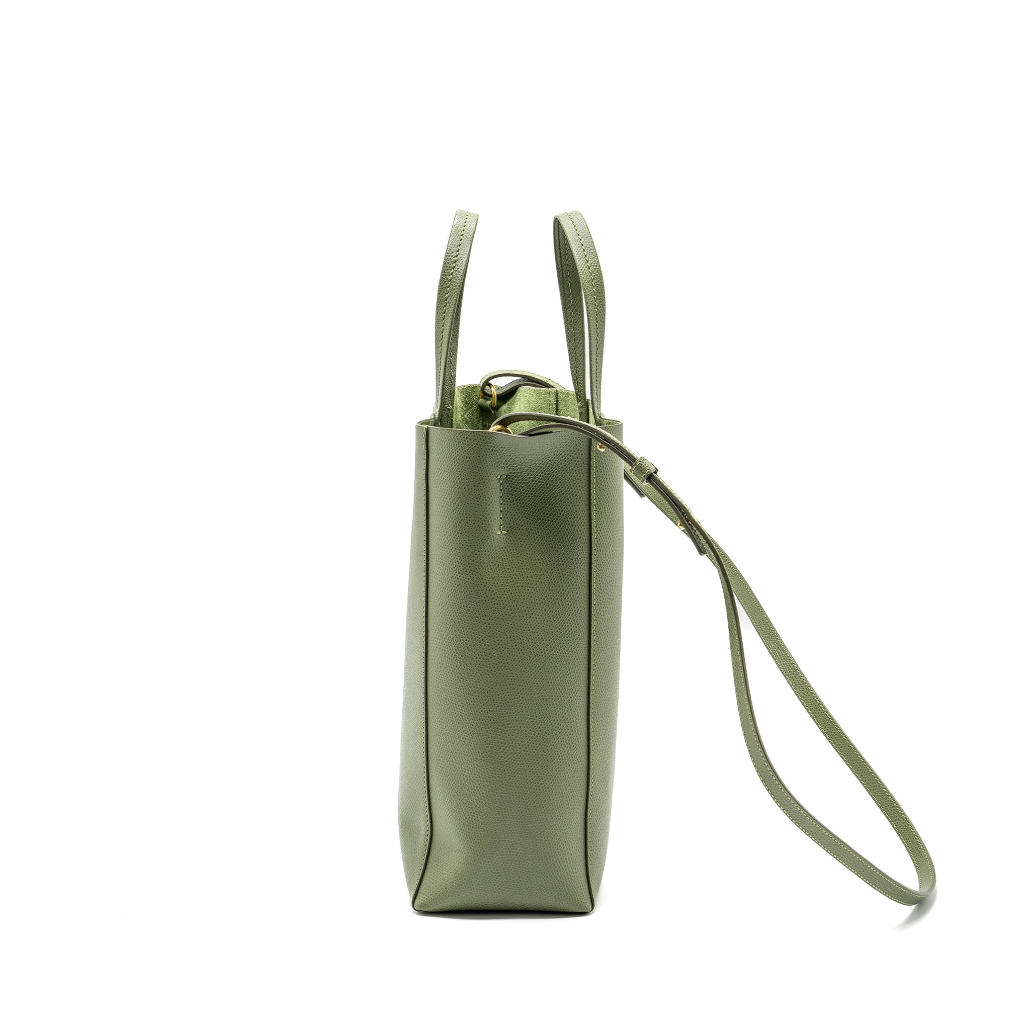 CELINE VERTICAL CABAS TOTE BAG GRAINED CALFSKIN GREEN GHW