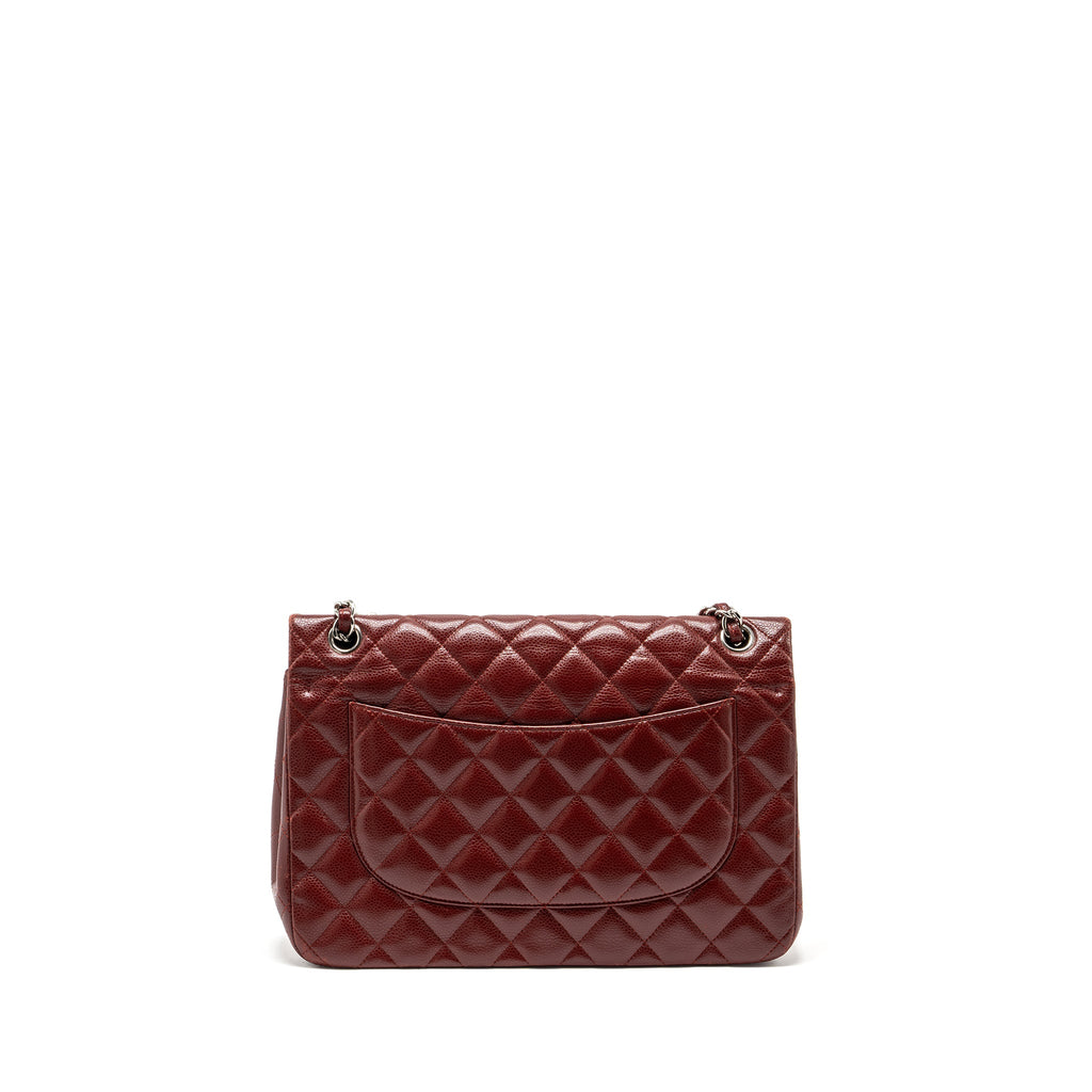 CHANEL CLASSIC JUMBO DOUBLE FLAP BAG CAVIAR DARK RED SHW