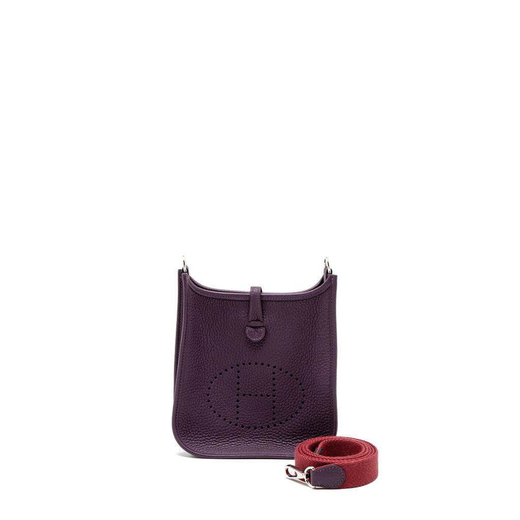 HERMES MINI EVELYNE CLEMENCE CASSIS/ROUGE GRENAT SHW