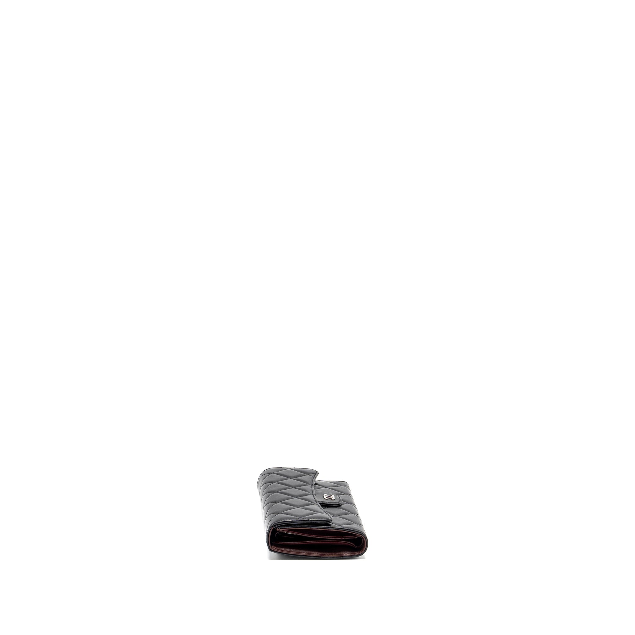 CHANEL CLASSIC COMPACT LONG WALLET LAMBSKIN BLACK SHW