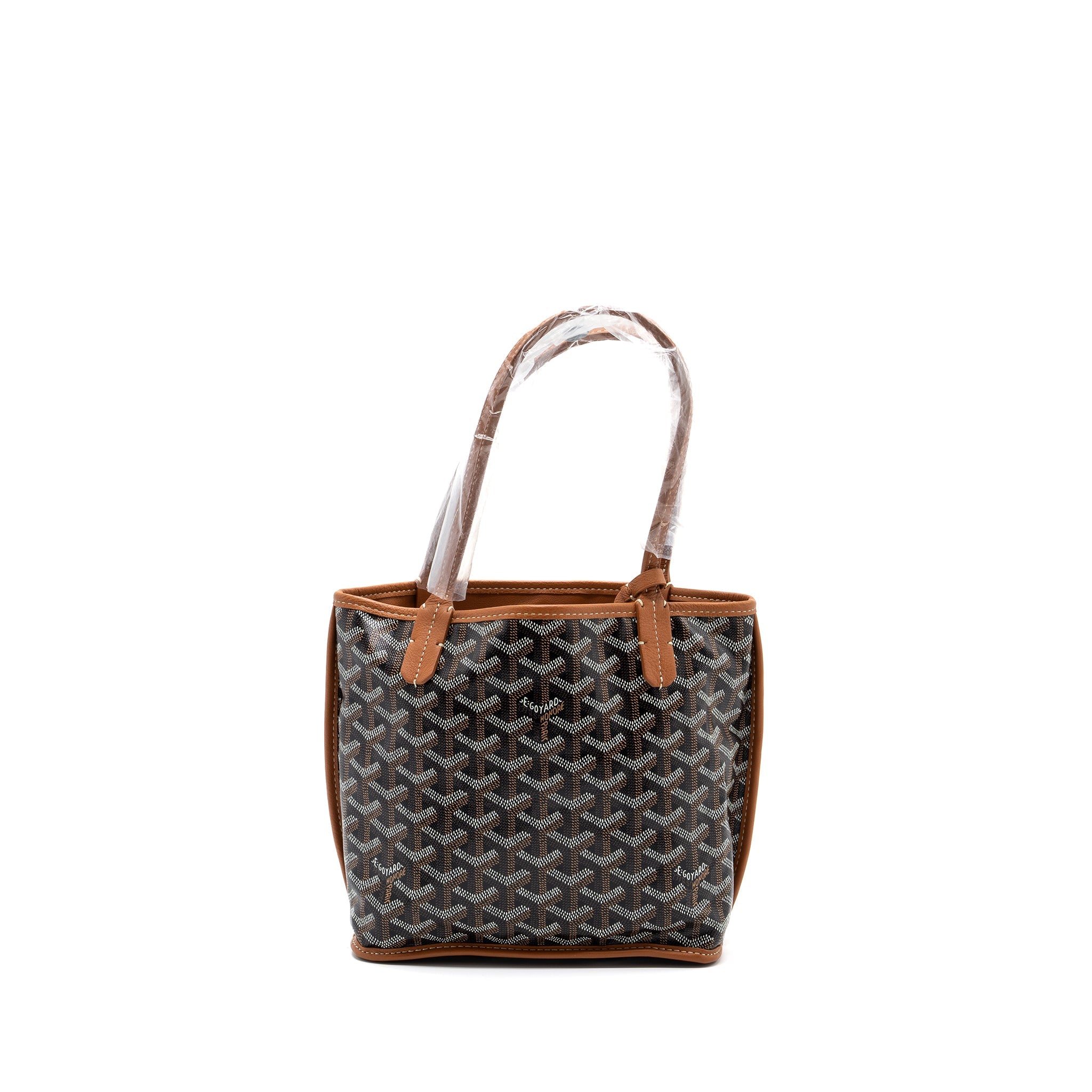 GOYARD ANJOU MINI REVERSIBLE TOTE BAG GOYARDINE CANVAS / LEATHER BROWN / MULTICOLOR