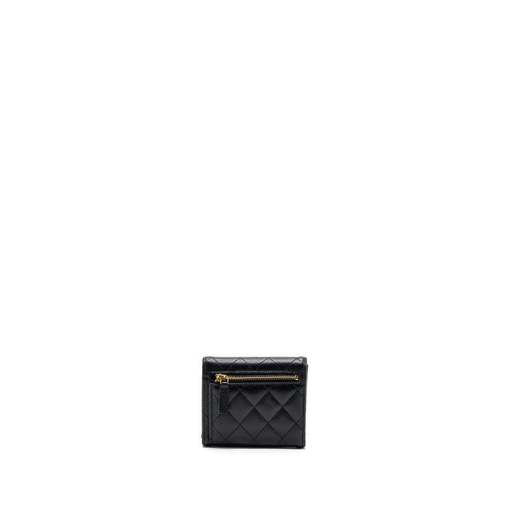 CHANEL CLASSIC COMPACT WALLET CAVIAR BLACK GHW(MICROCHIP)