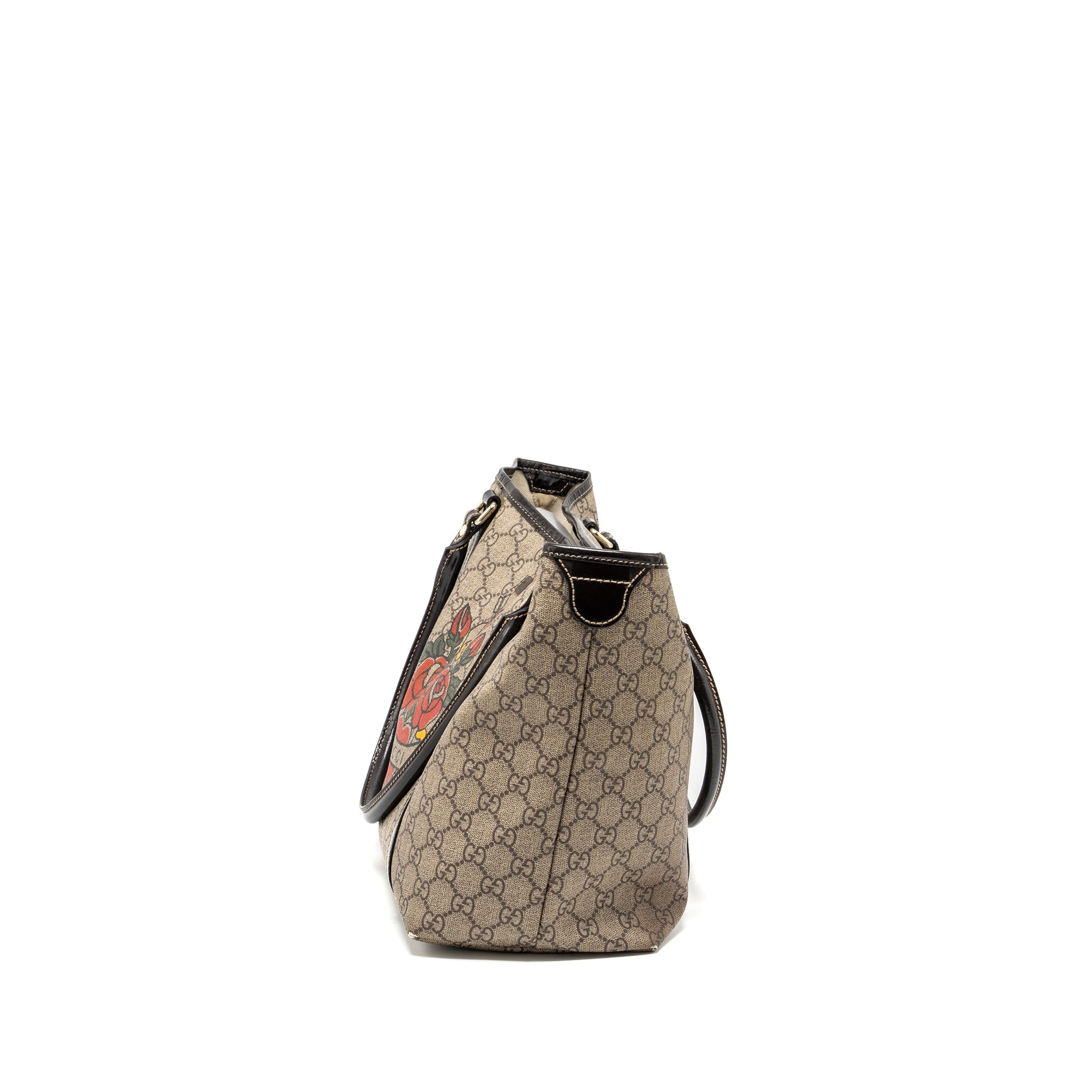 GUCCI TOP HANDLE TOTE BAG GG SUPREME CANVAS GHW