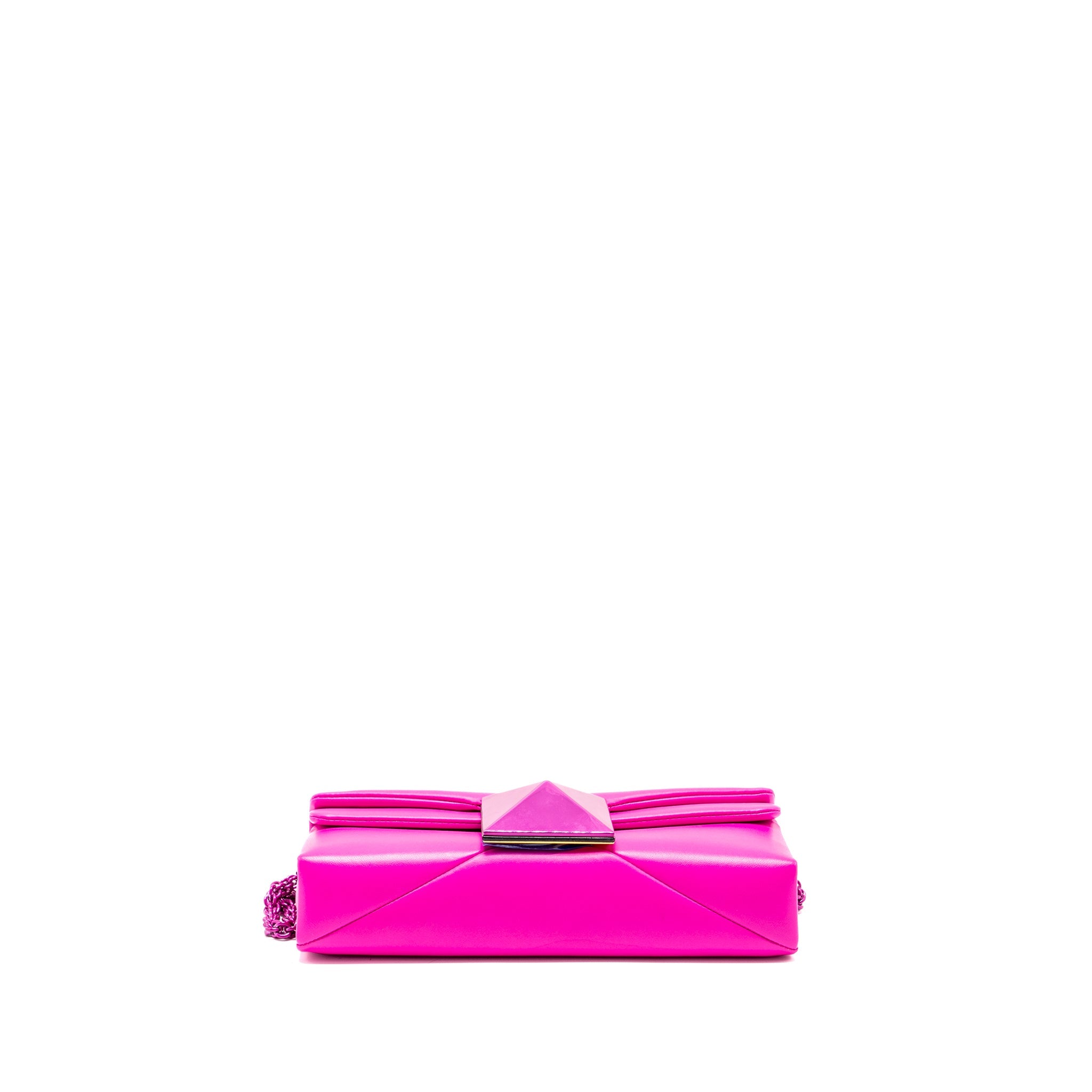 VALENTINO GARAVANI ONE STUD CLUTCH BAG NAPPA LEATHER PINK WITH PINK HARDWARE