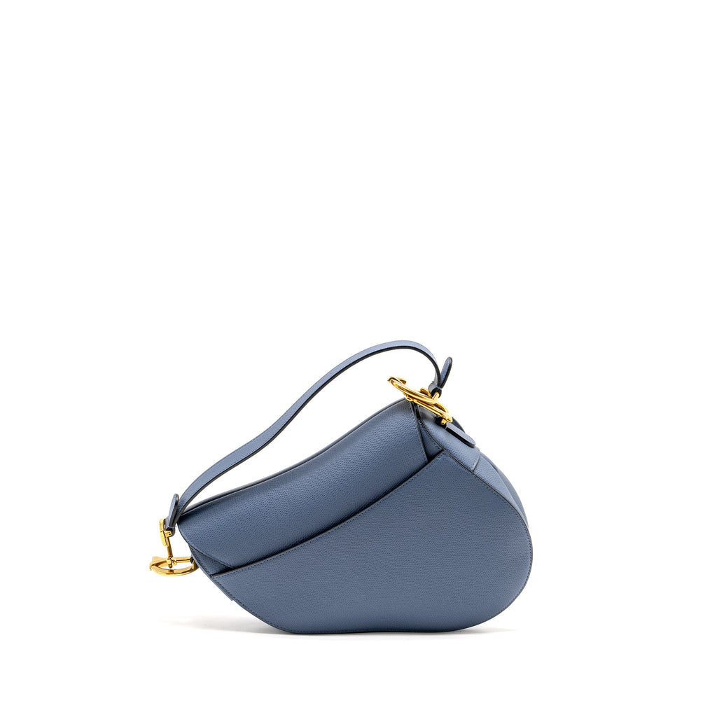 DIOR MEDIUM SADDLE BAG CALFSKIN BLUE GHW