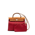 HERMES HERBAG 31 ZIP BAG CANVAS/HUNTER LEATHER RED SHW