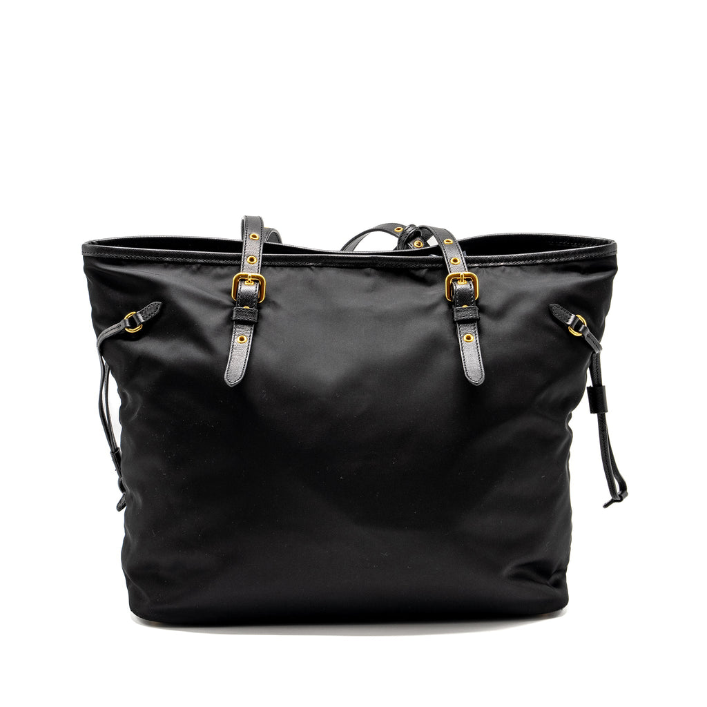 PRADA TOTE BAG CANVAS BLACK GHW