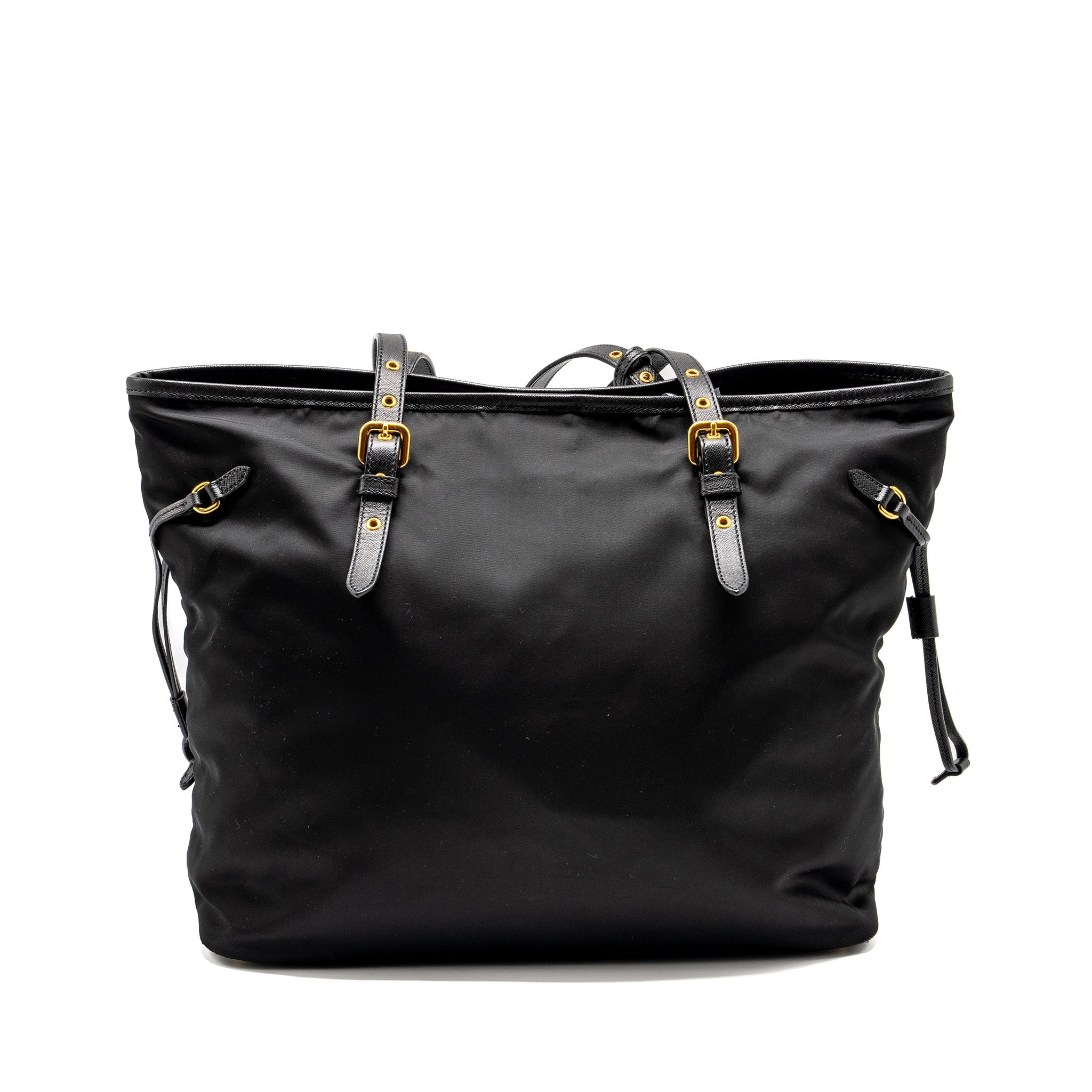 PRADA TOTE BAG CANVAS BLACK GHW