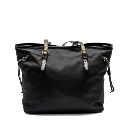 PRADA TOTE BAG CANVAS BLACK GHW