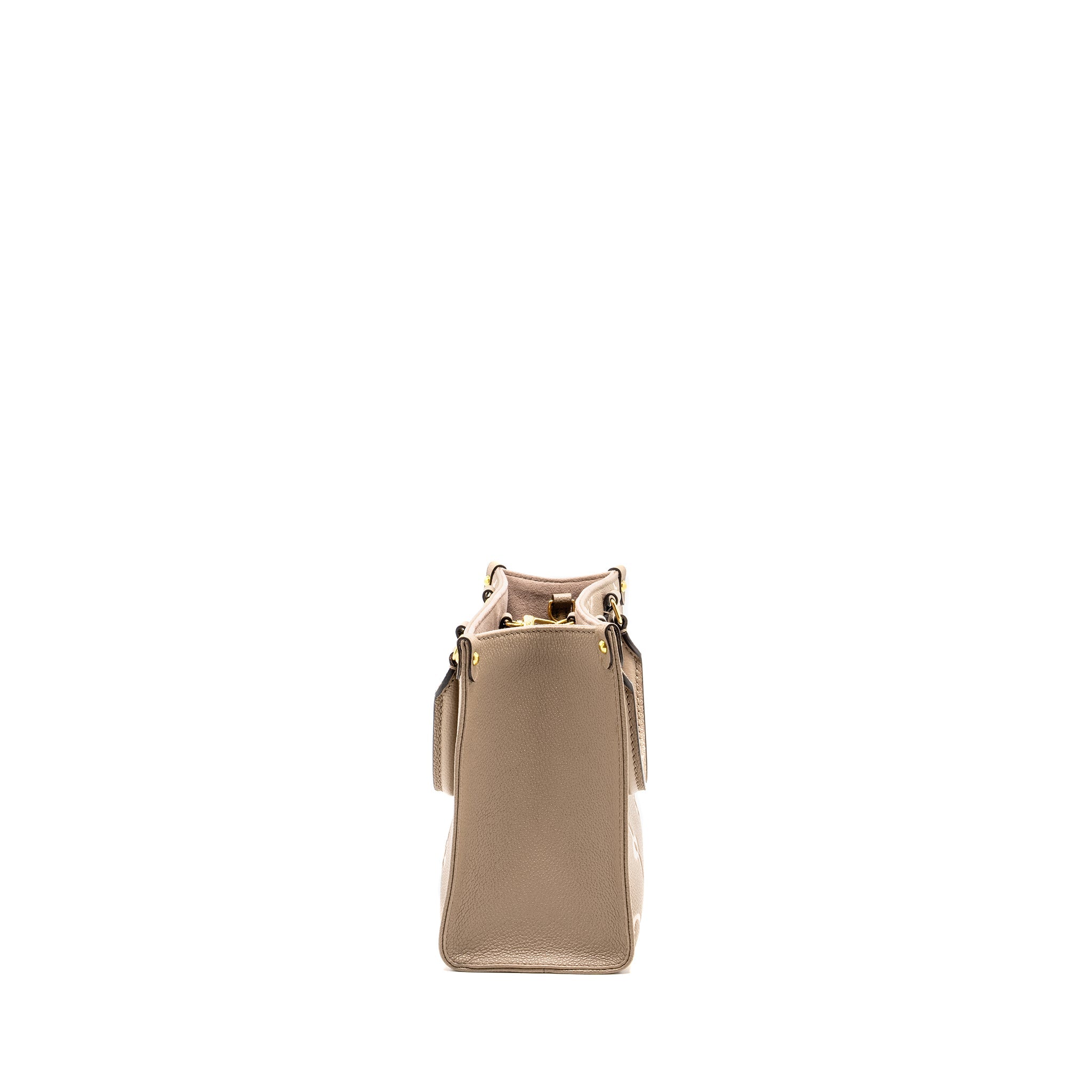LOUIS VUITTON ONTHEGO PM BICOLOUR MONOGRAM EMPREINTE LEATHER TOURTERELLE/CREME GHW