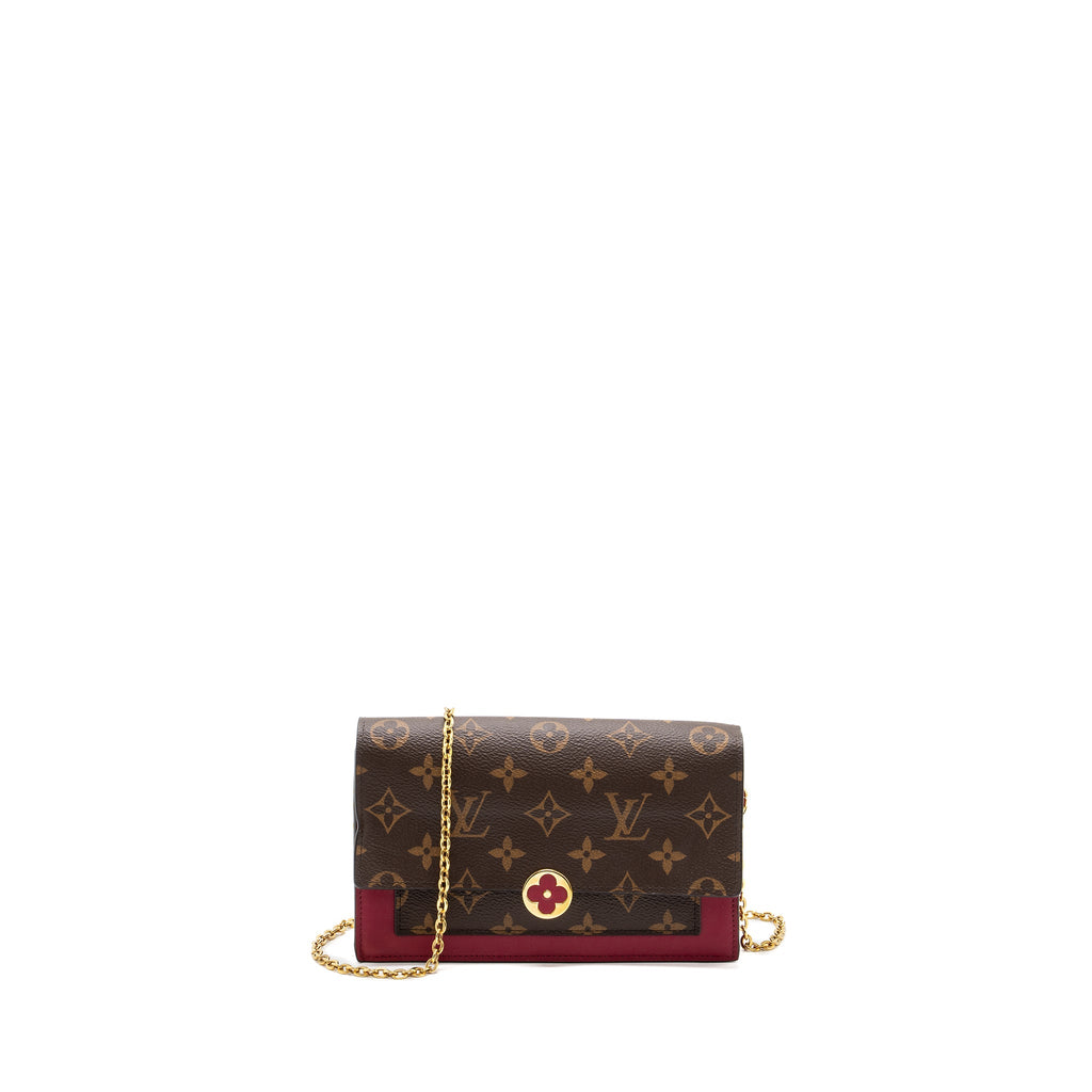 LOUIS VUITTON FLORE CHAIN WALLET MONOGRAM CANVAS/ DARK RED GHW