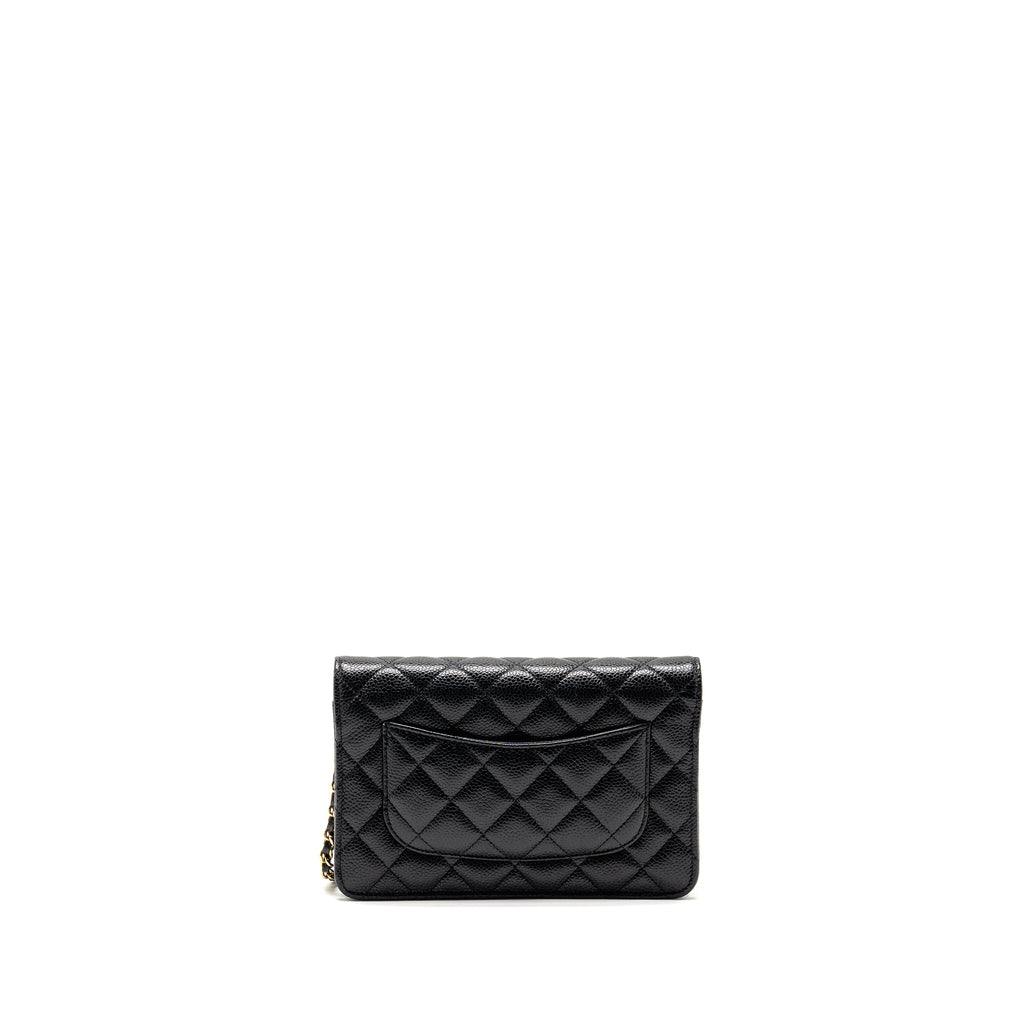 CHANEL CLASSIC WALLET ON CHAIN CAVIAR BLACK GHW (MICROCHIP)