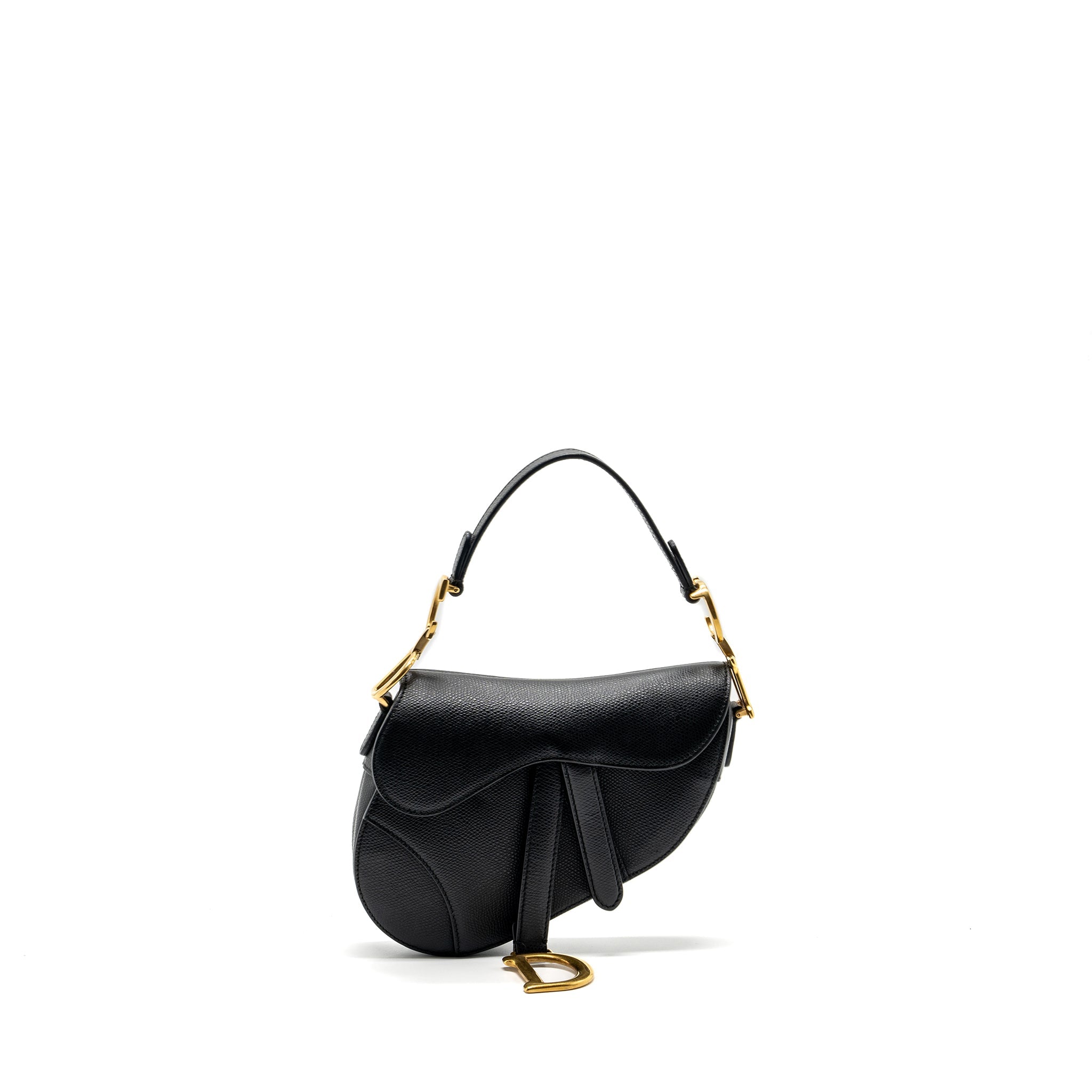 DIOR MINI SADDLE BAG GRAINED CALFSKIN BLACK GHW