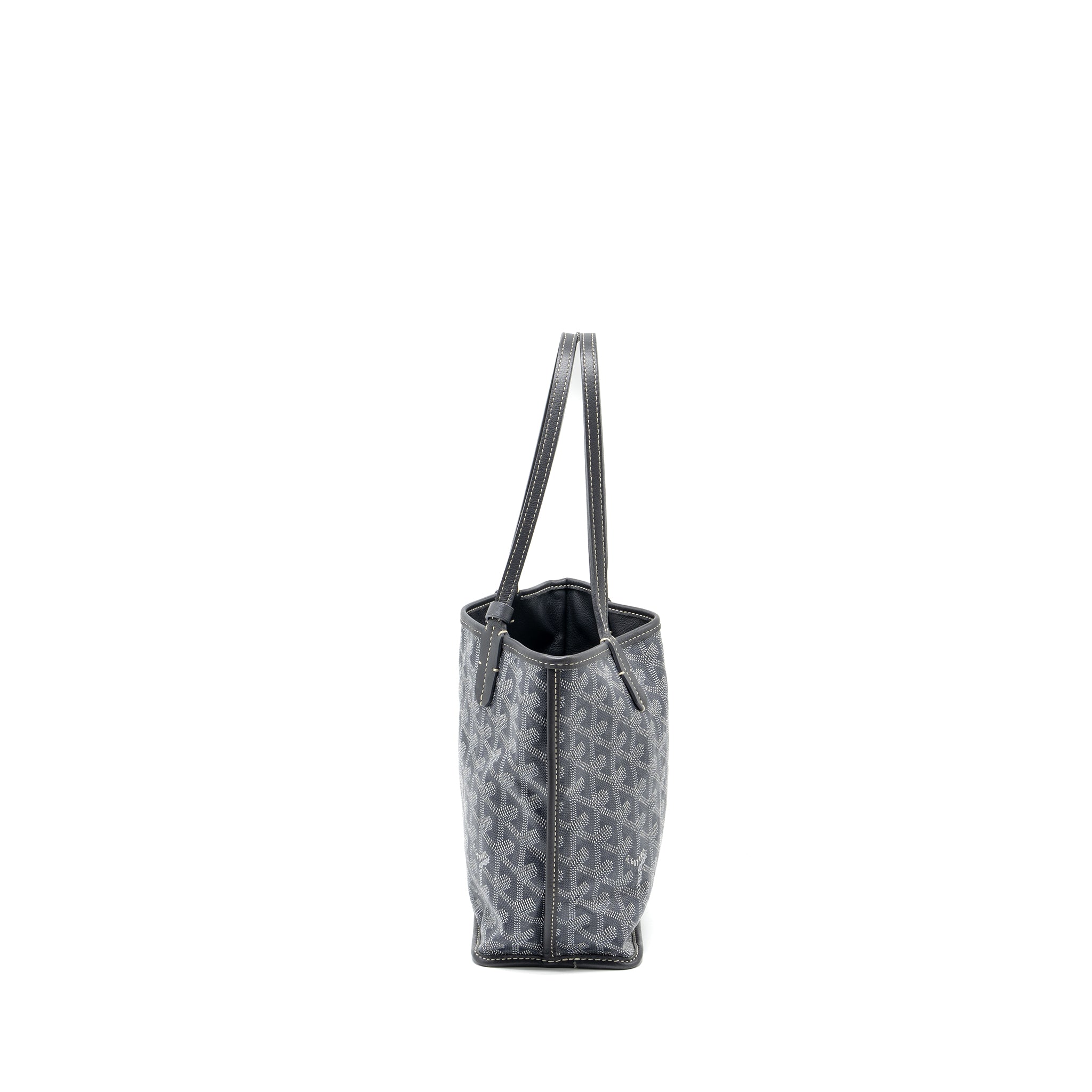GOYARD MINI ANJOU TOTE BAG  GOYARDLINE CANVAS / LEATHER GREY SHW