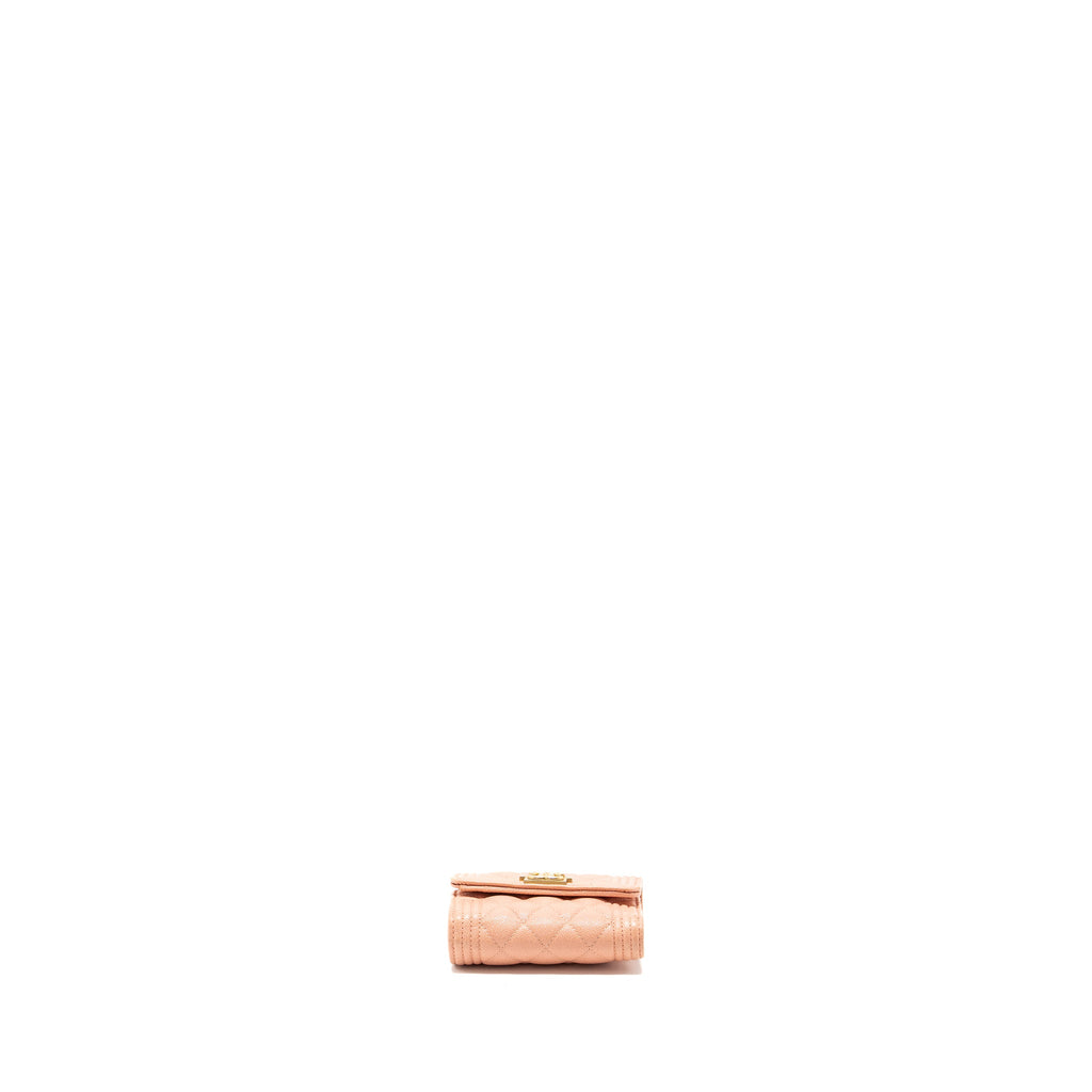 CHANEL BOY COMPACT WALLET CAVIAR PINK GHW