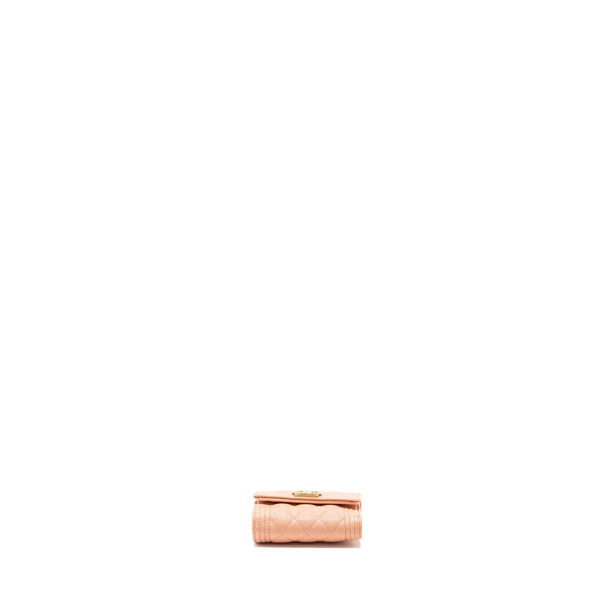 CHANEL BOY COMPACT WALLET CAVIAR PINK GHW