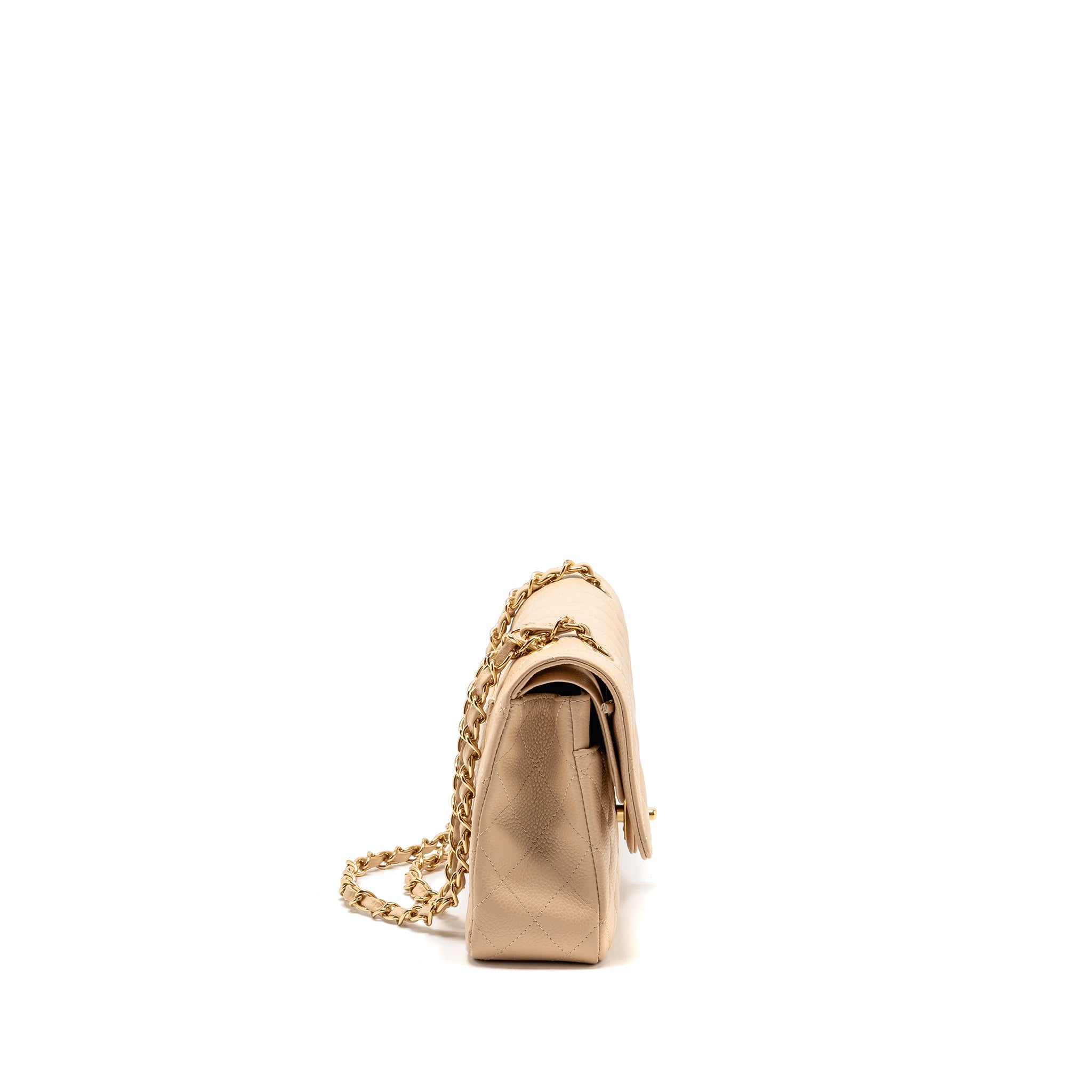 CHANEL MEDIUM CLASSIC DOUBLE FLAP BAG CAVIAR BEIGE GHW