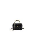 CHANEL TOP HANDLE LONG VANITY WITH CHAIN LAMBSKIN BLACK GHW(MICROCHIP)