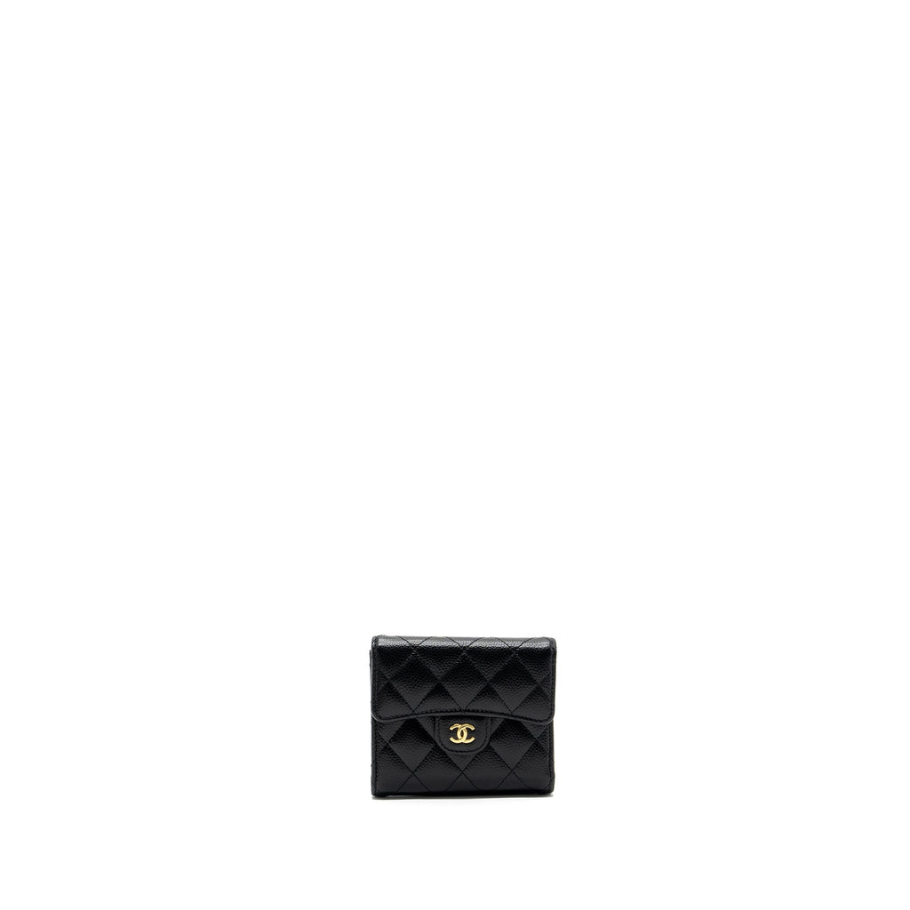 CHANEL CLASSIC COMPACT WALLET CAVIAR BLACK GHW(MICROCHIP)