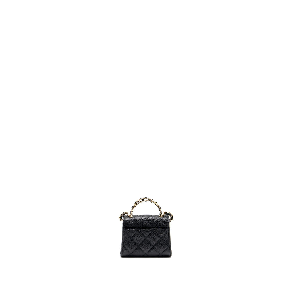 CHANEL TOP HANDLE MINI FLAP BAG CAVIAR BLACK LGHW (MICROCHIP)