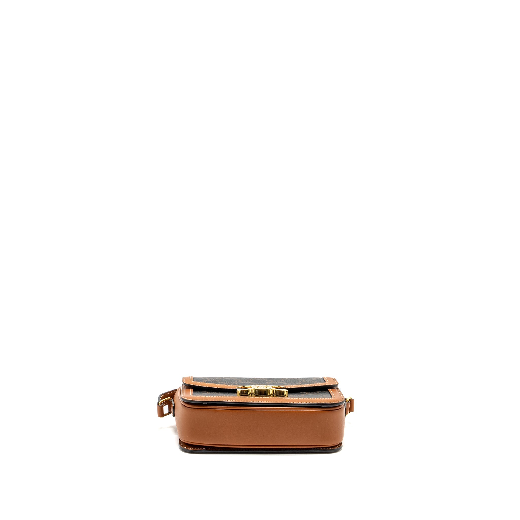 CELINE TEEN TRIOMPHE BAG IN TRIOMPHE CANVAS / CALFSKIN BROWN / MULTICOLOUR GHW