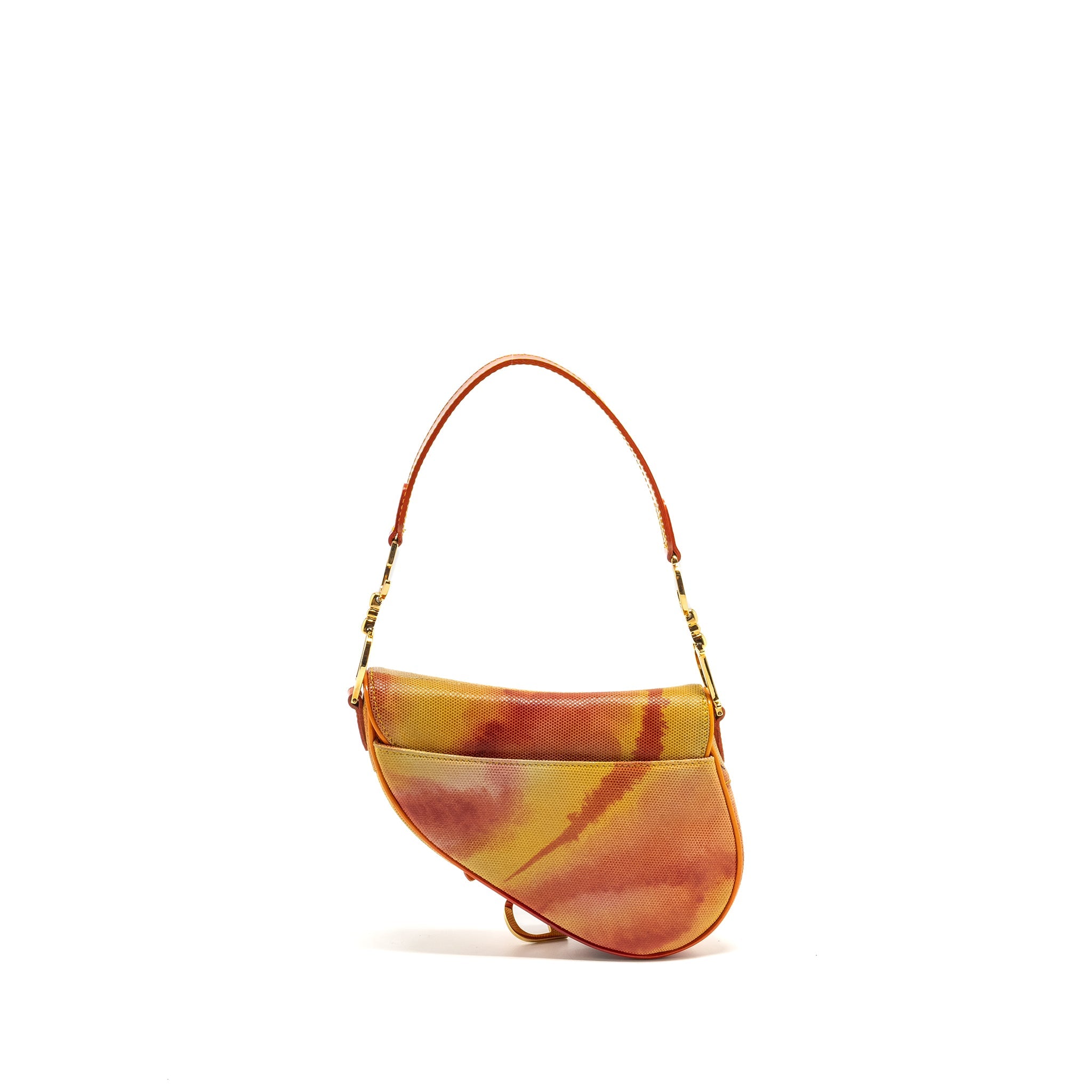 DIOR VINTAGE MINI SADDLE BAG FABRIC/LEATHER MULTICOLOUR GHW