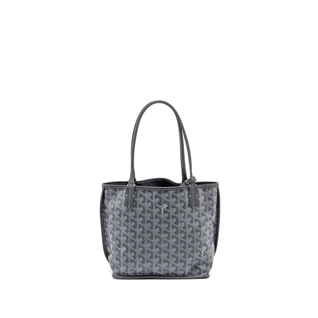 GOYARD MINI ANJOU TOTE BAG  GOYARDLINE CANVAS / LEATHER GREY SHW