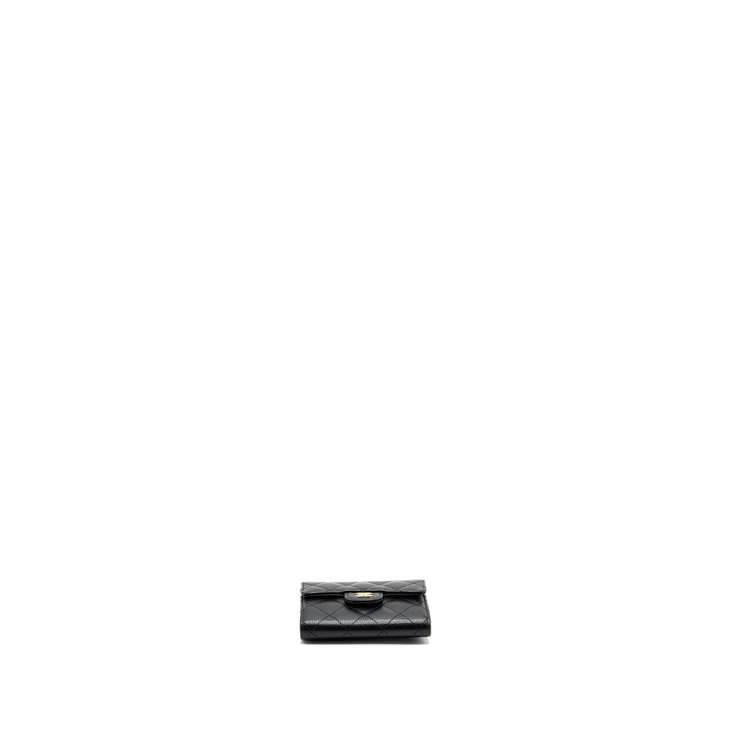 CHANEL CLASSIC COMPACT WALLET CAVIAR BLACK GHW (MICROCHIP)