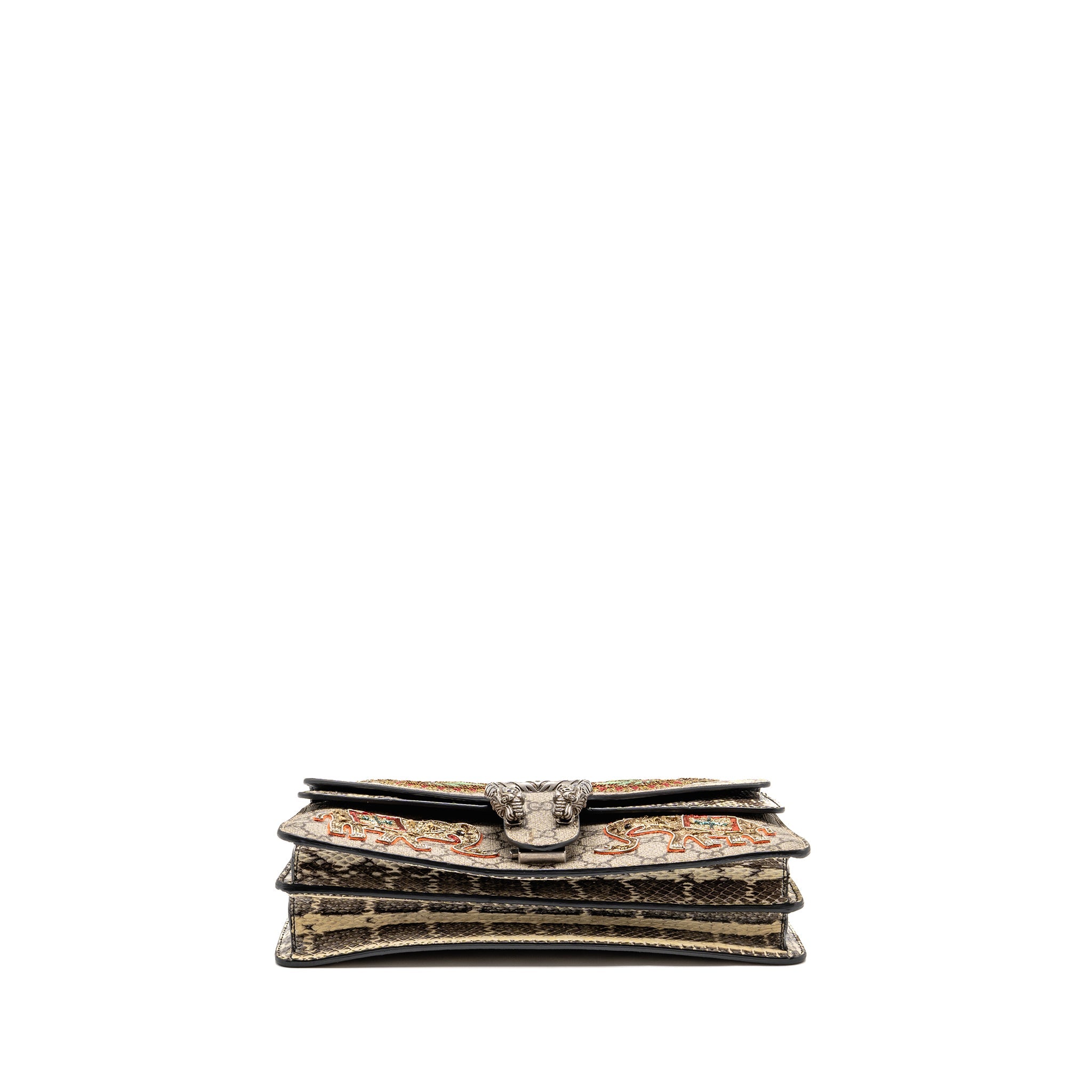 GUCCI SMALL ELEPHANT EMBROIDERED DIONYSUS SHOULDER BAG GG SUPREME CANVAS/LEATHER BEIGE/MULTICOLOUR SHW