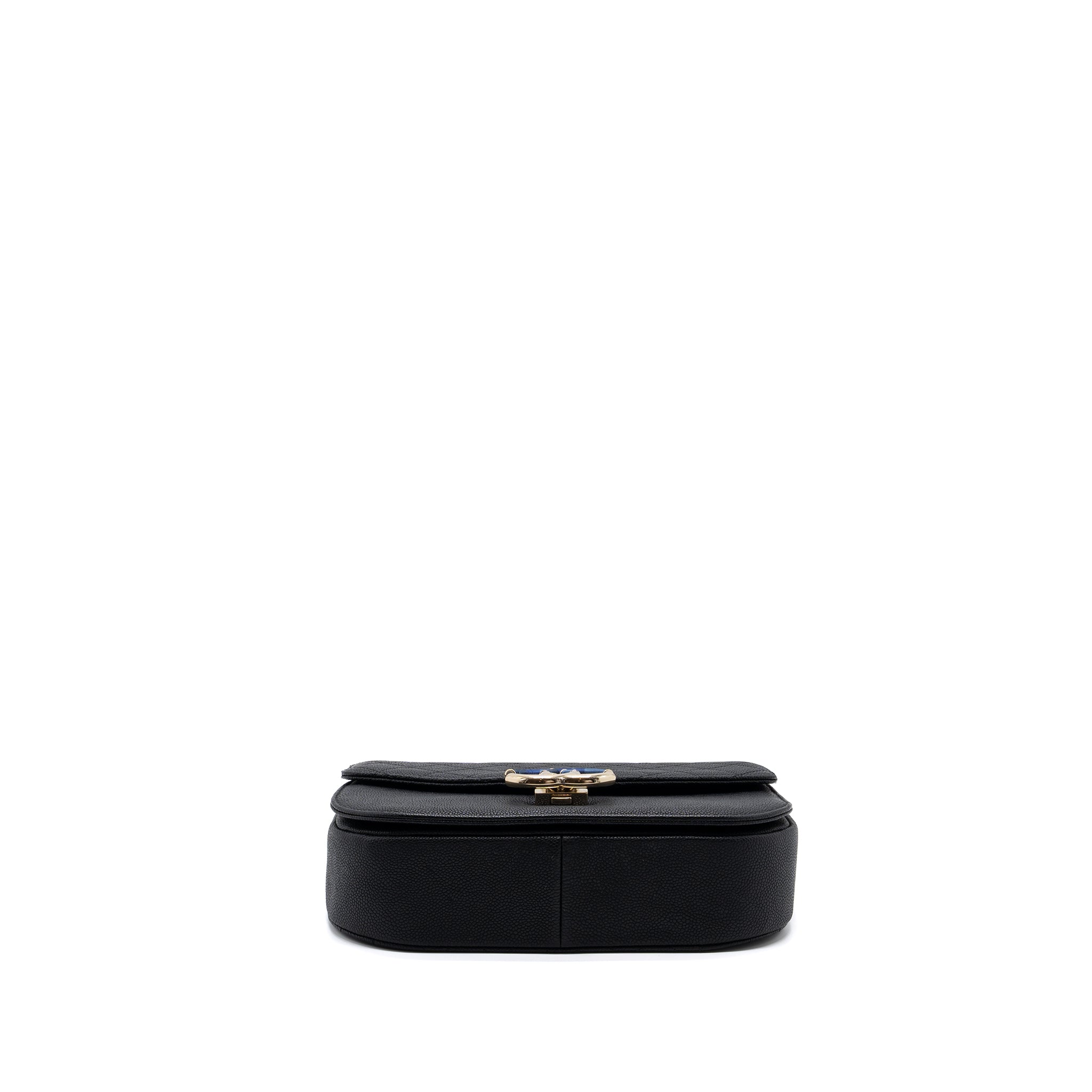 CHANEL FLAP BAG WITH HANDLE CAVIAR BLACK/MULTICOLOUR LGHW
