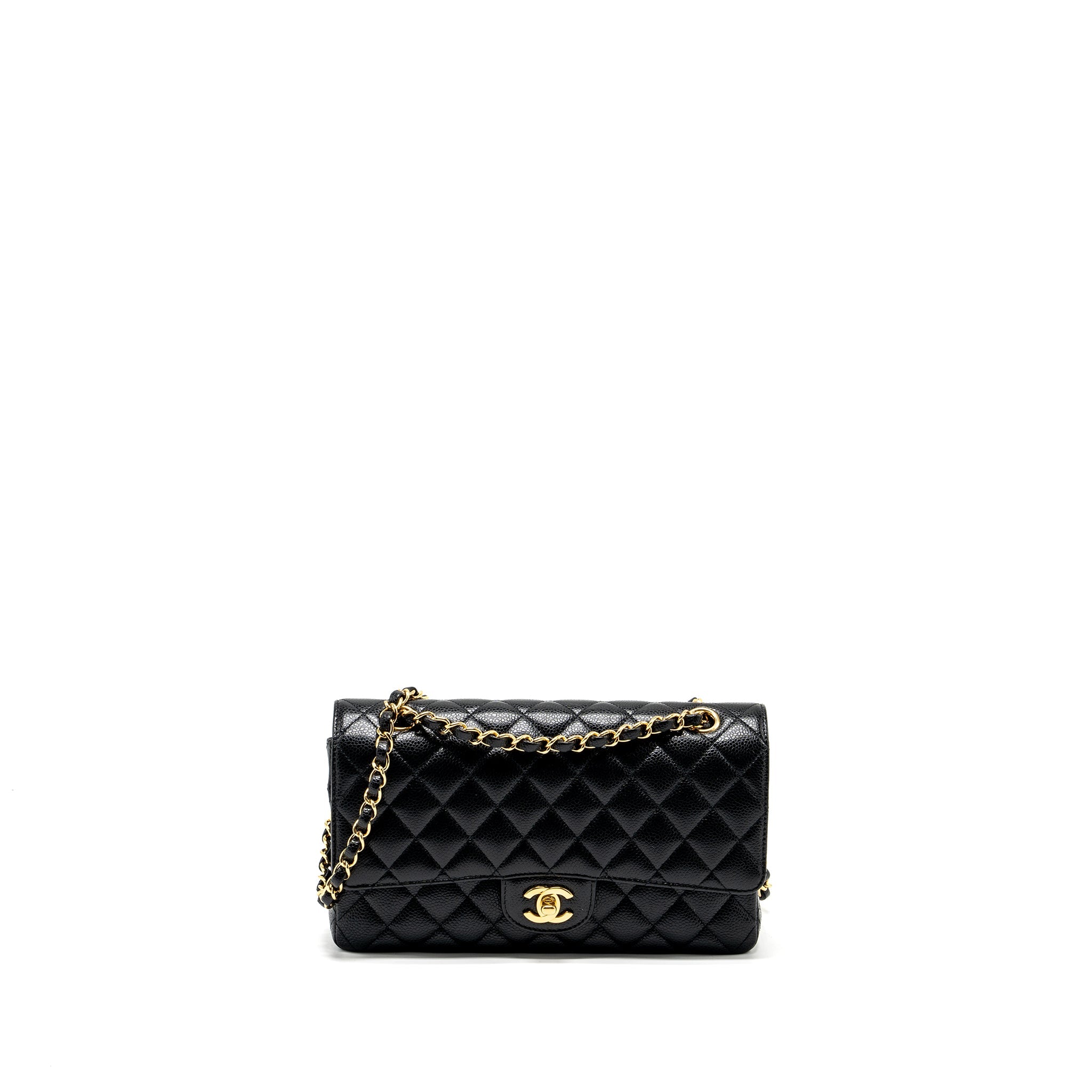 CHANEL MEDIUM CLASSIC DOUBLE FLAP BAG CAVIAR BLACK GHW
