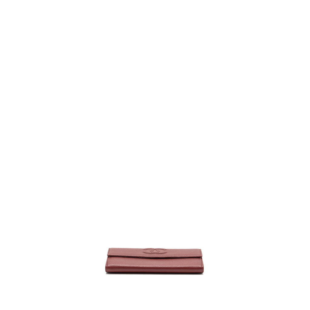 CHANEL FLAP LONG WALLET CALFSKIN RED GHW
