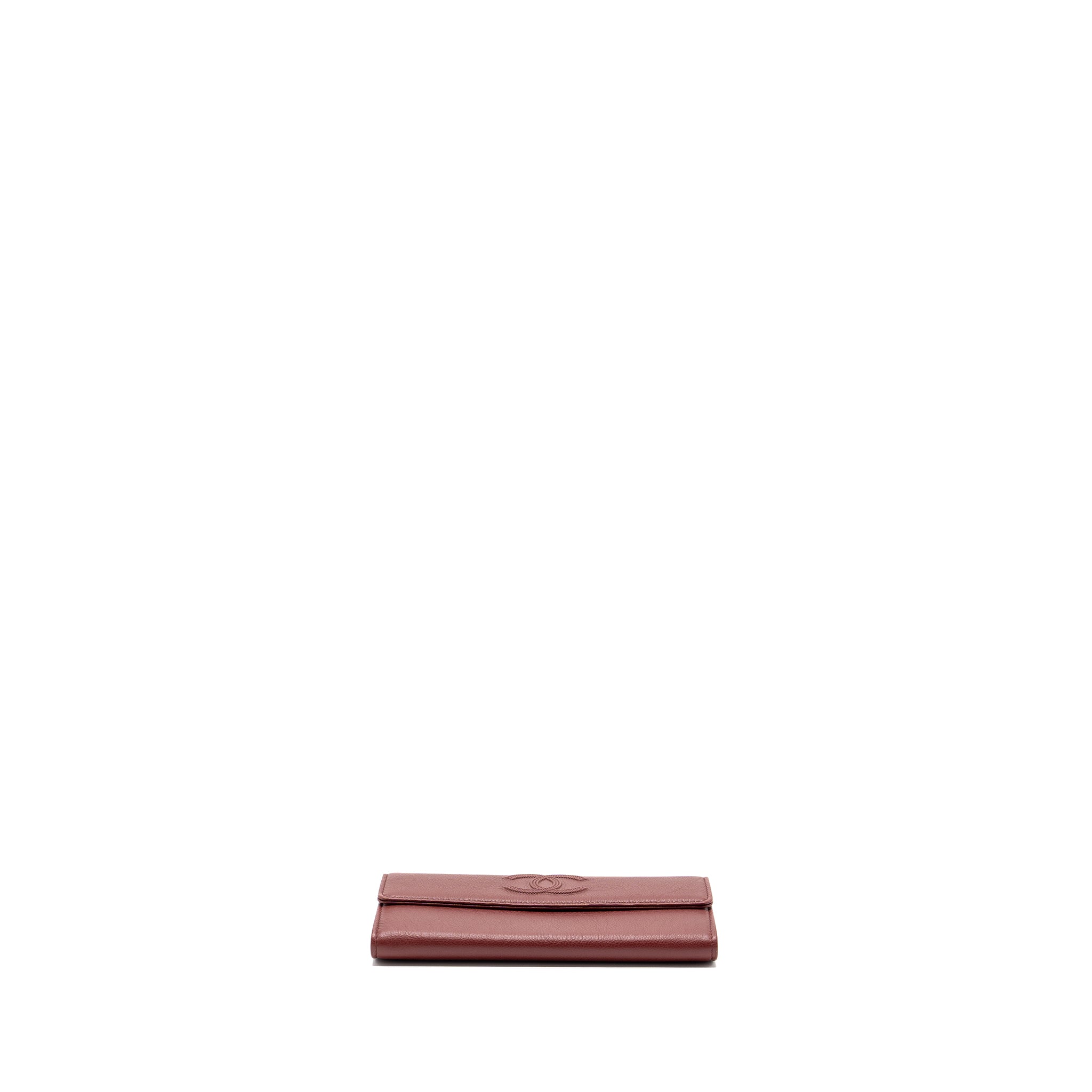 CHANEL FLAP LONG WALLET CALFSKIN RED GHW