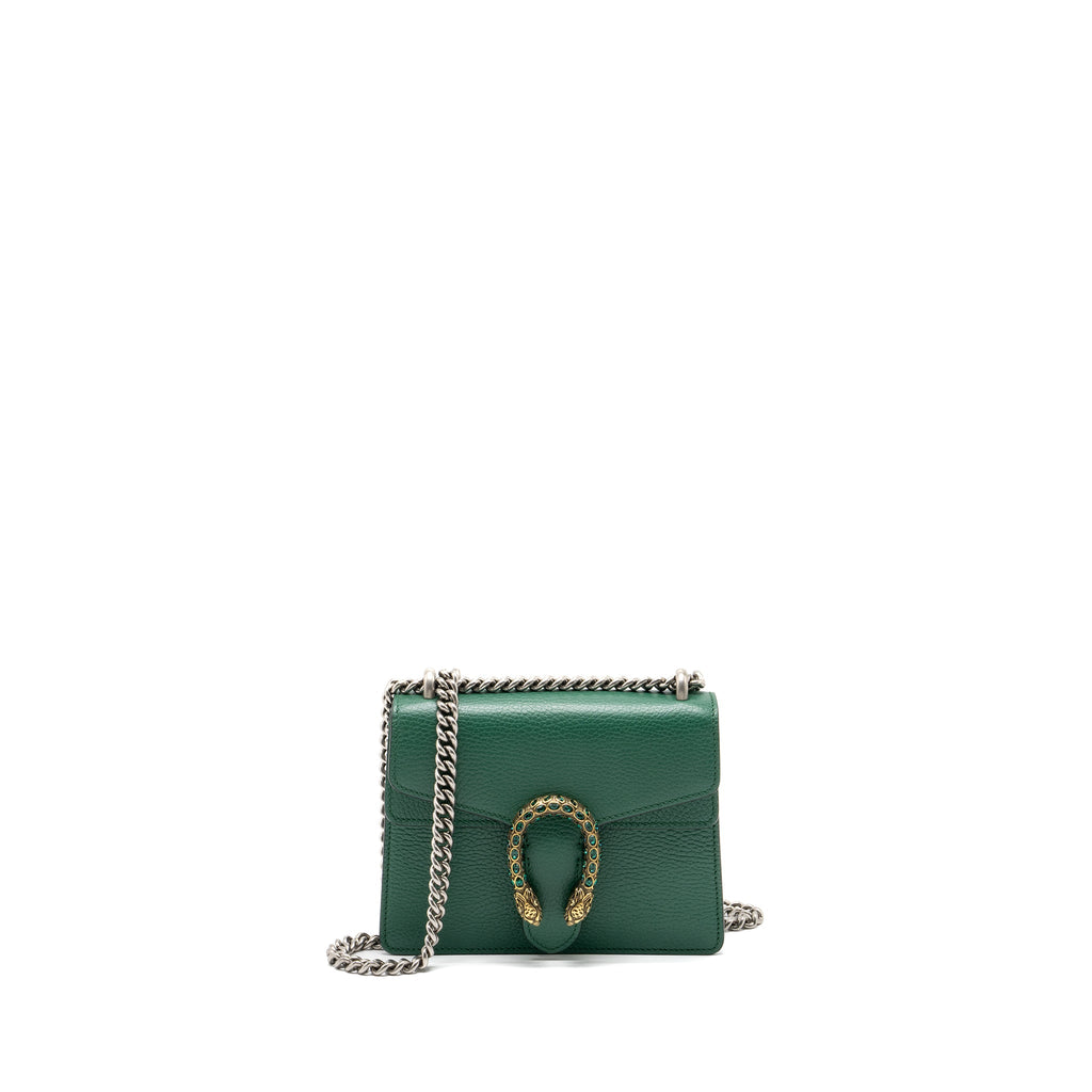 GUCCI DIONYSUS GG MINI BAG CALFSKIN GREEN SHW