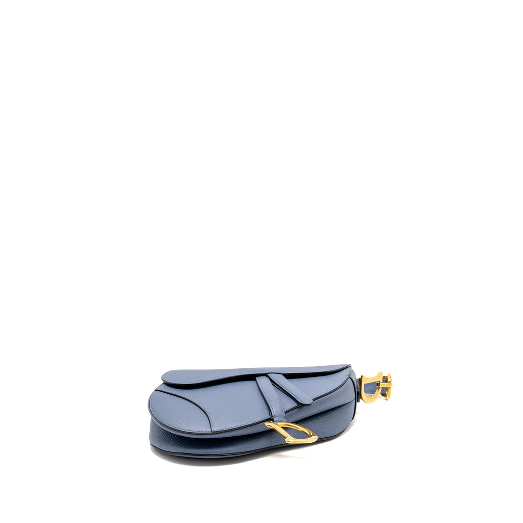 DIOR MEDIUM SADDLE BAG CALFSKIN BLUE GHW