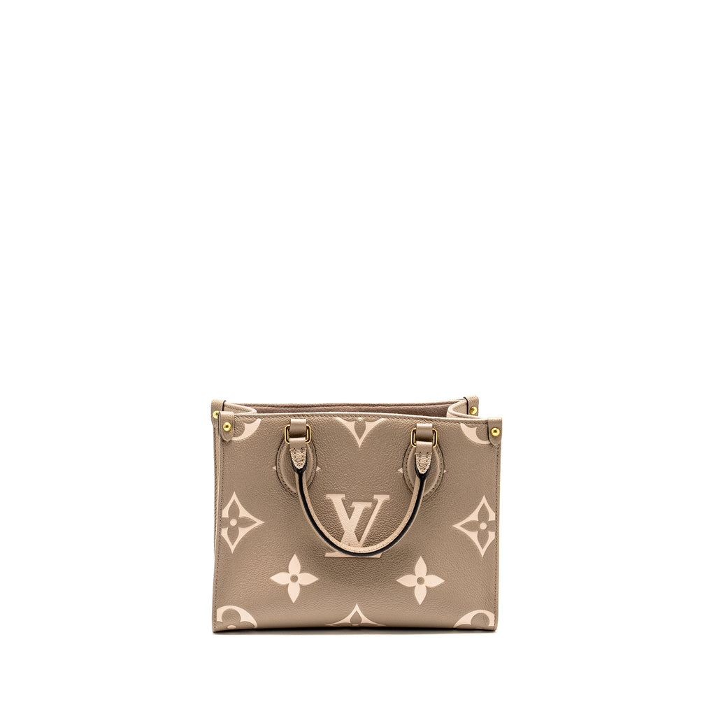 LOUIS VUITTON ONTHEGO PM BICOLOUR MONOGRAM EMPREINTE LEATHER TOURTERELLE/CREME GHW