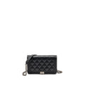 CHANEL BOY WALLET ON CHAIN CAVIAR BLACK RUTHENIUM SHW (MICROCHIP)