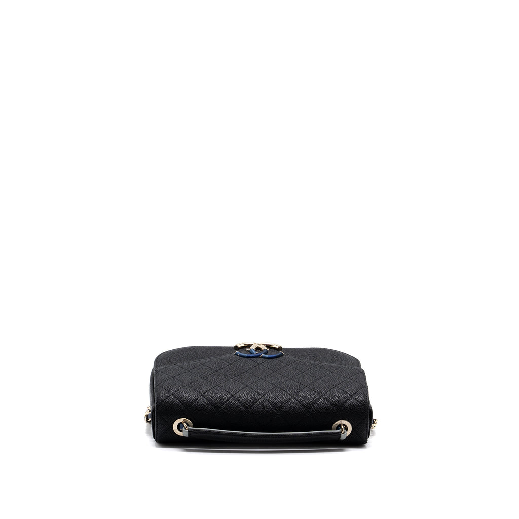 CHANEL FLAP BAG WITH HANDLE CAVIAR BLACK/MULTICOLOUR LGHW