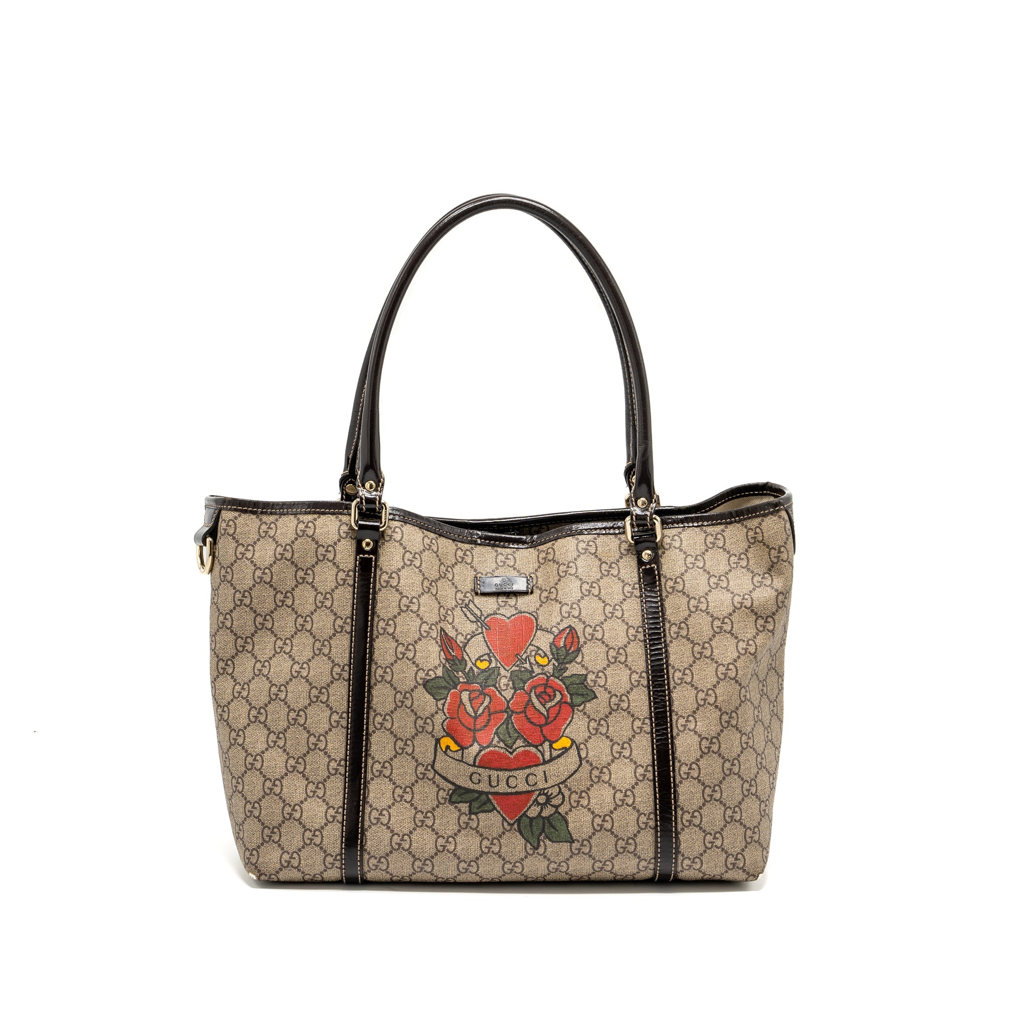 GUCCI TOP HANDLE TOTE BAG GG SUPREME CANVAS GHW