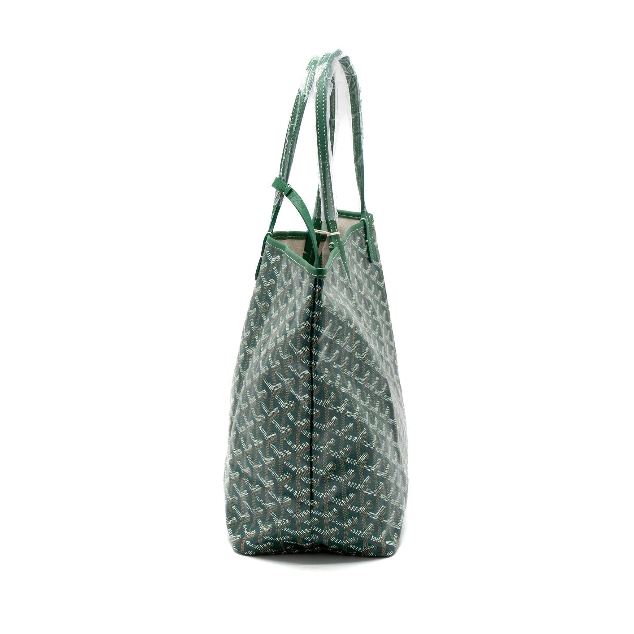 GOYARD SAINT LOUIS PM TOTE BAG GOYARDINE CANVAS GREEN SHW