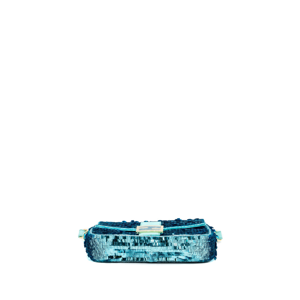 FENDI BAGUETTE BAG SEQUIN / LEATHER BLUE GHW