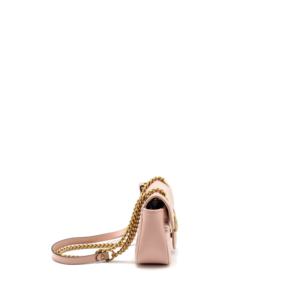 GUCCI SMALL GG MARMONT SHOULDER BAG CALFSKIN PINK GHW