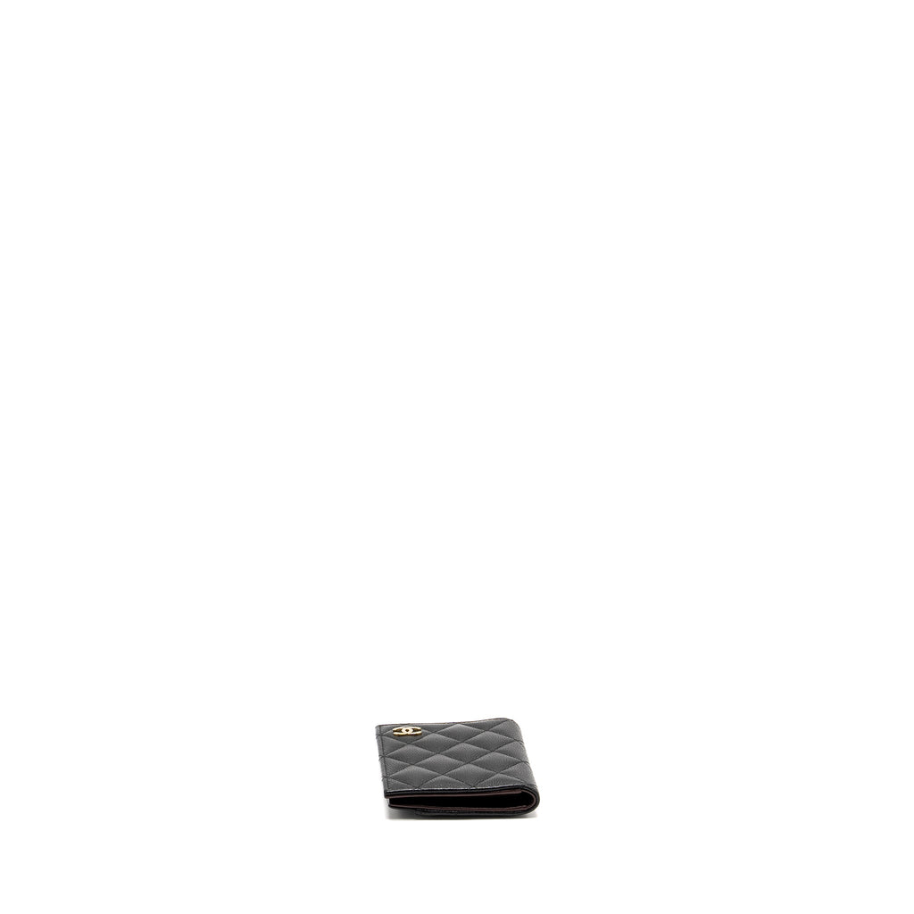 CHANEL COMPACT CARD HOLDER CAVIAR BLACK LGHW