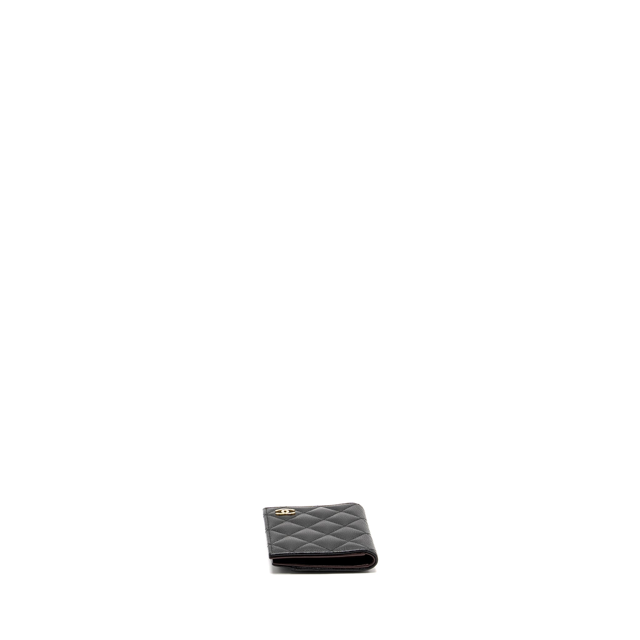 CHANEL COMPACT CARD HOLDER CAVIAR BLACK LGHW