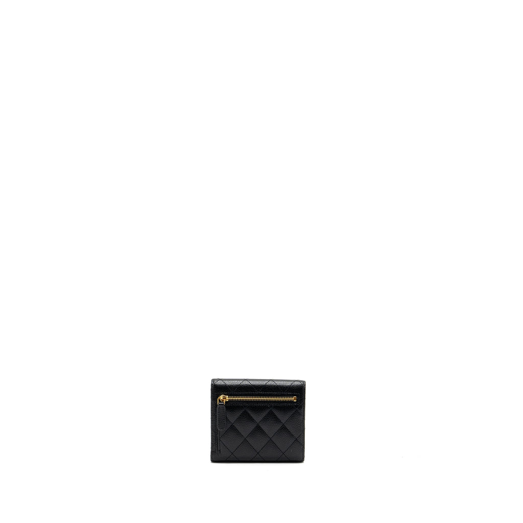CHANEL CLASSIC COMPACT WALLET CAVIAR BLACK GHW (MICROCHIP)